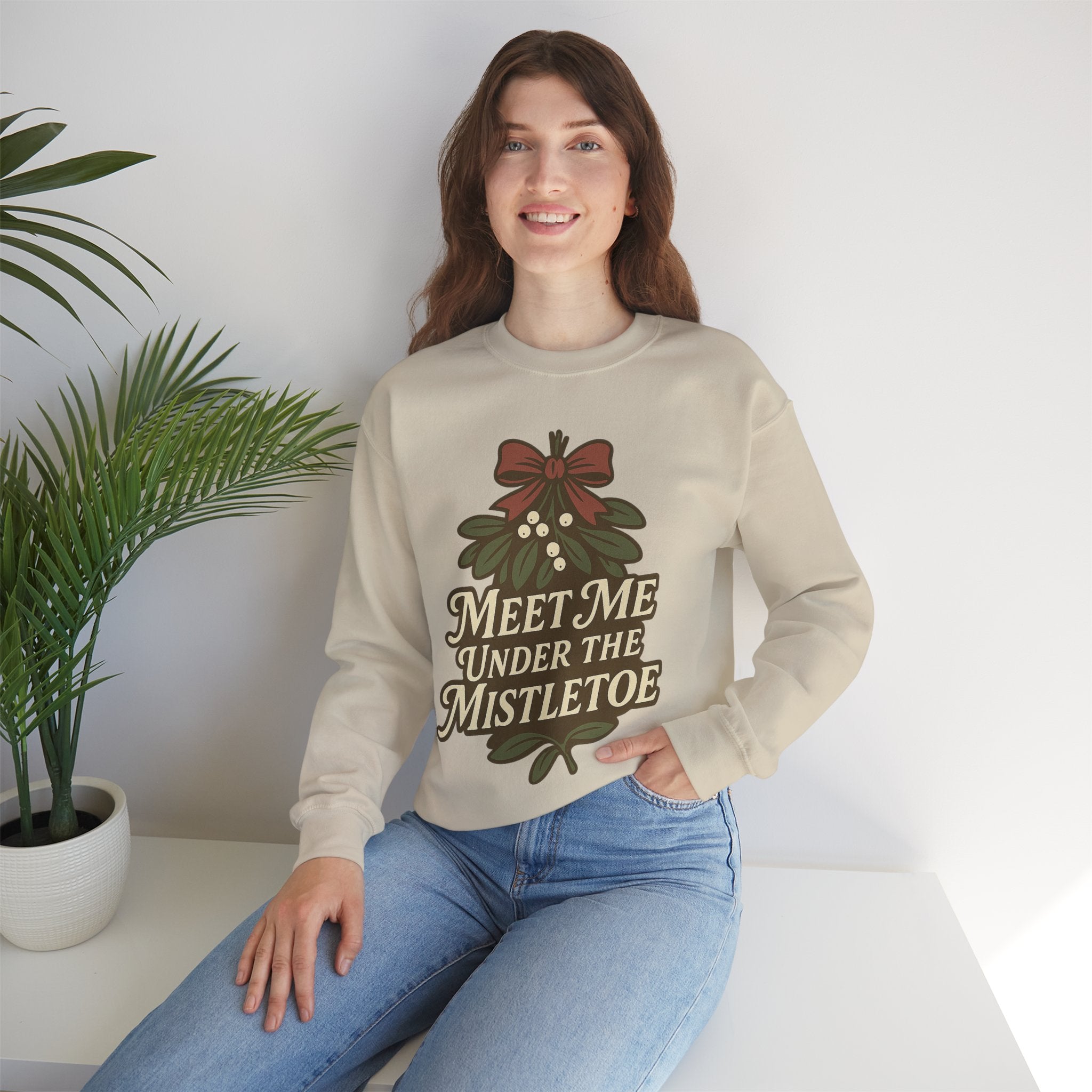 Mistletoe Crewneck Sweatshirt - Cozy Holiday Wear for Couples, Christmas Gift, Winter Apparel, Cute Sweater, Festive Outfit