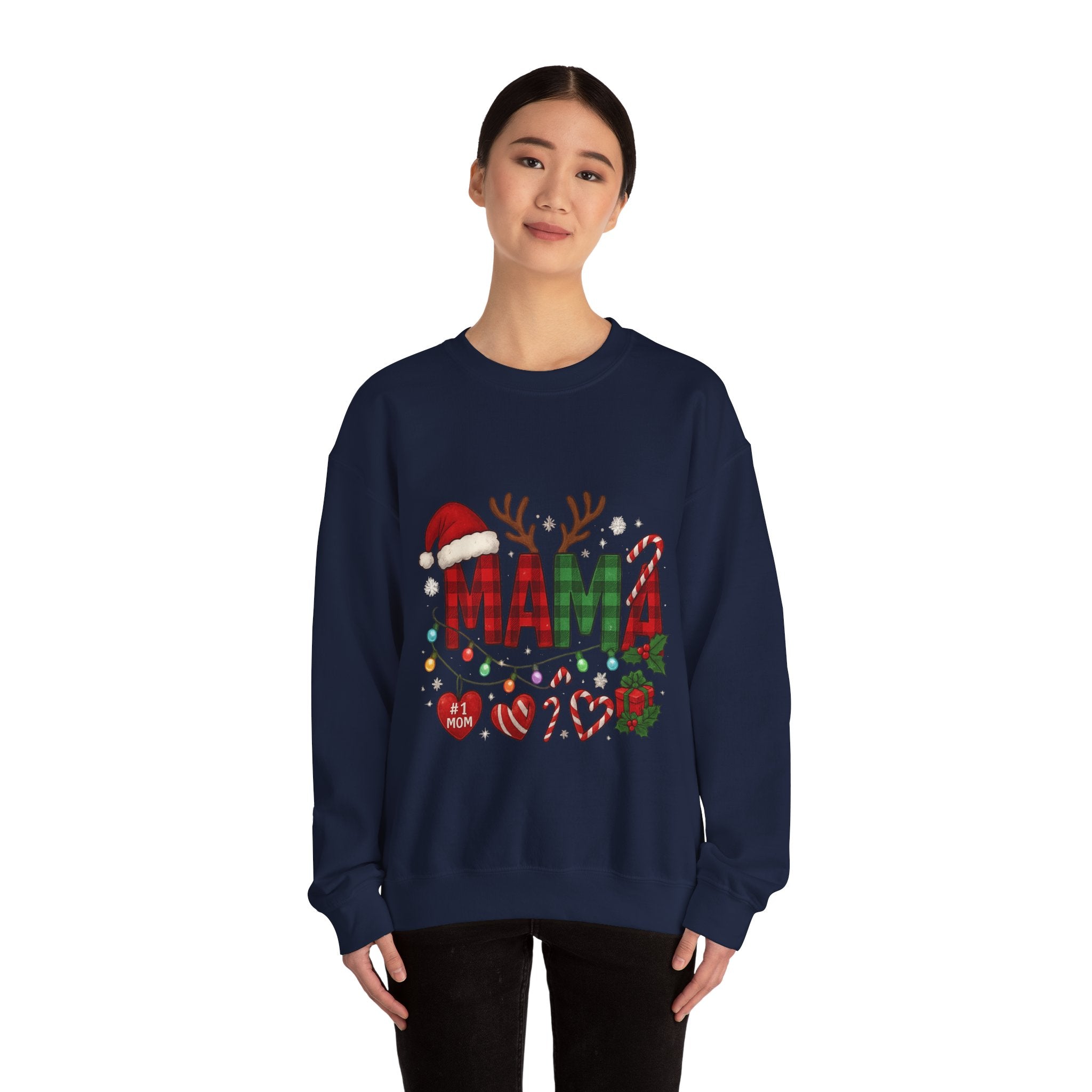 Festive Mama Crewneck Sweatshirt, Christmas Gift for Mom, Holiday Apparel, Merry Mama Sweater, Cozy Family Wear