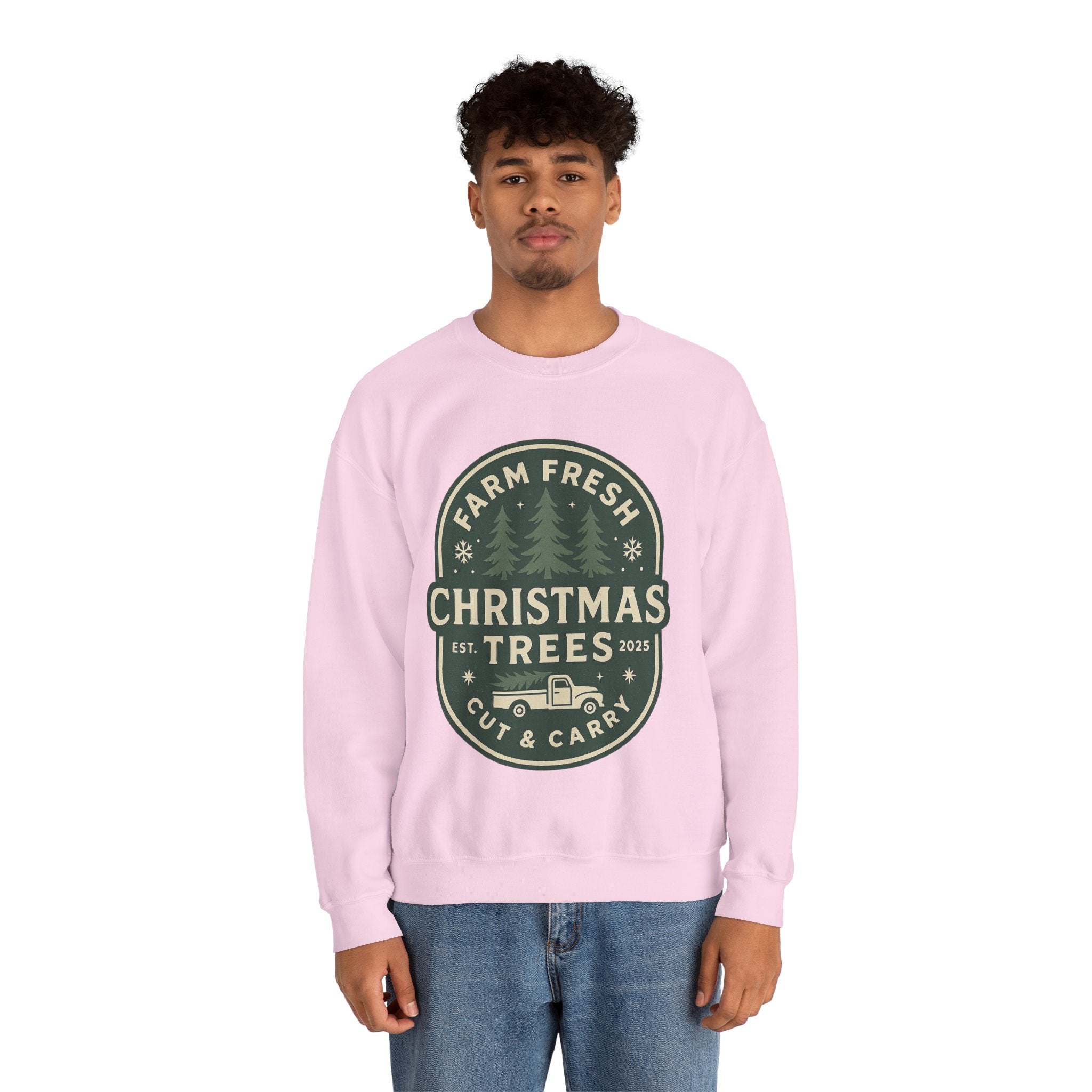 Farm Fresh Christmas Trees Sweatshirt, Cozy Holiday Apparel, Unisex Crewneck, Seasonal Gift, Christmas Sweater, Winter Wardrobe