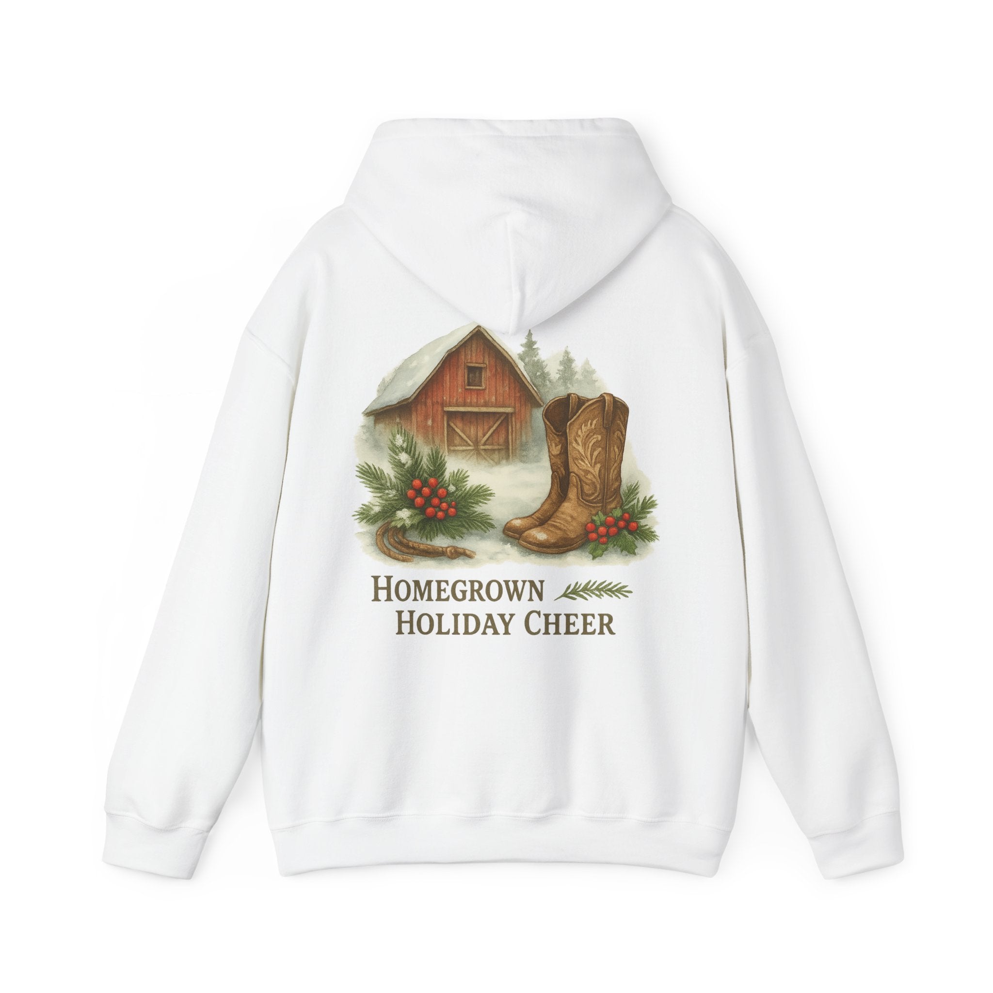 Homegrown Holiday Cheer Hoodie – Cozy Farmhouse Christmas Sweatshirt | Unisex Winter Pullover | Thoughtful Holiday Gift