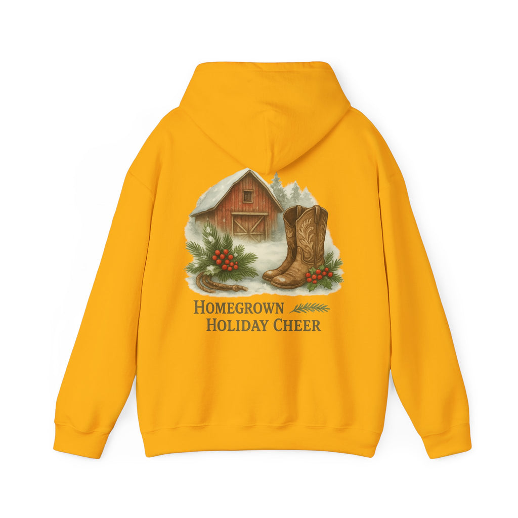Homegrown Holiday Cheer Hoodie – Cozy Farmhouse Christmas Sweatshirt | Unisex Winter Pullover | Thoughtful Holiday Gift