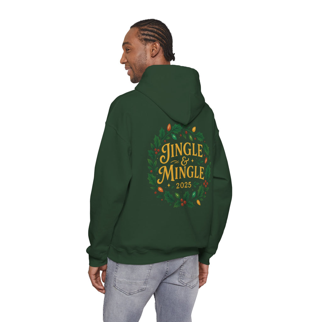 Jingle & Mingle Hooded Sweatshirt | Cozy Holiday Sweatshirt, Christmas Gift, Unisex Hoodie, Seasonal Apparel, Winter Wear