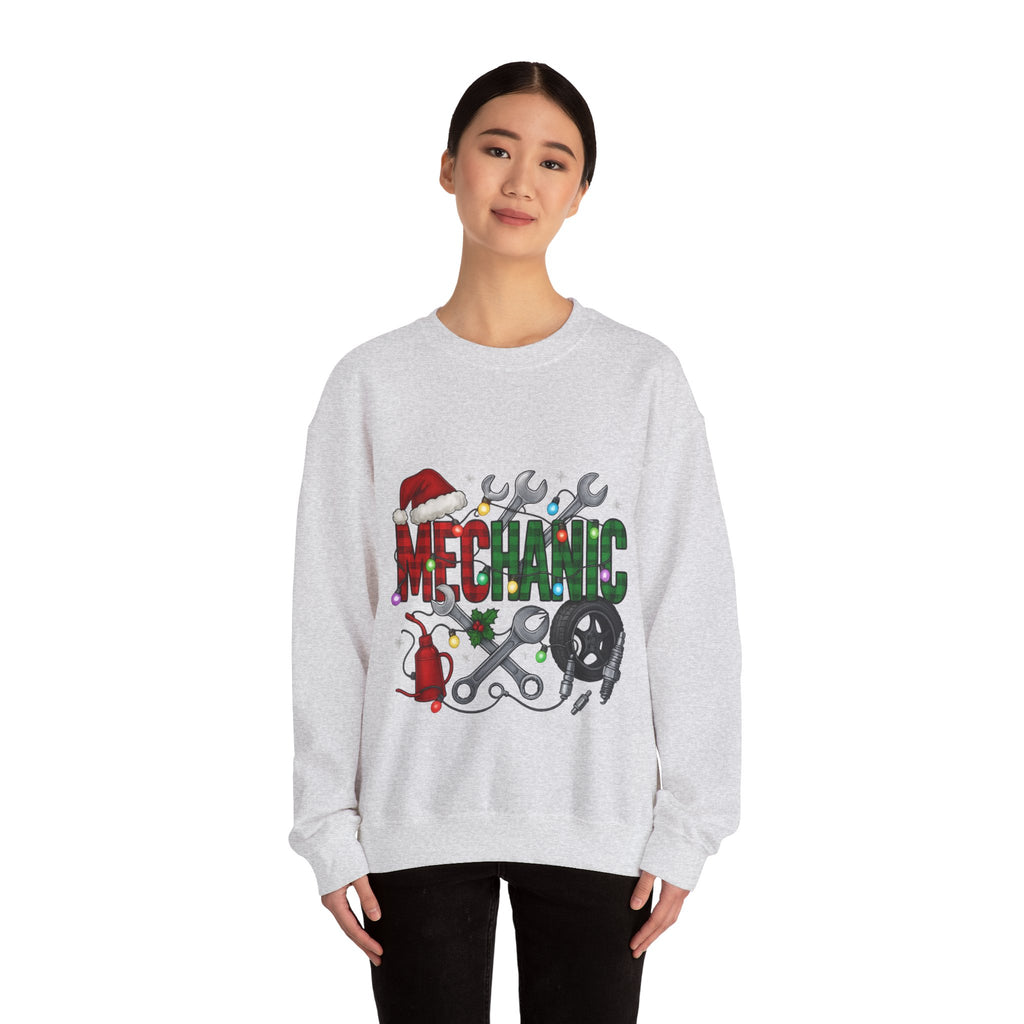 Mechanic Holiday Sweatshirt, Festive Crewneck, Gift for Mechanics, Winter Apparel, Christmas Sweatshirt, Unisex Clothing