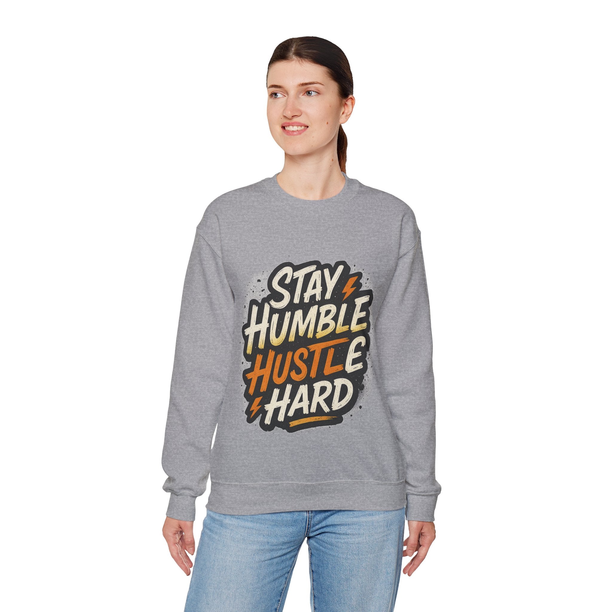 Stay Humble Hustle Hard Crewneck Sweatshirt | Motivational Unisex Sweatshirt | Inspirational Gift | Positive Quote Apparel