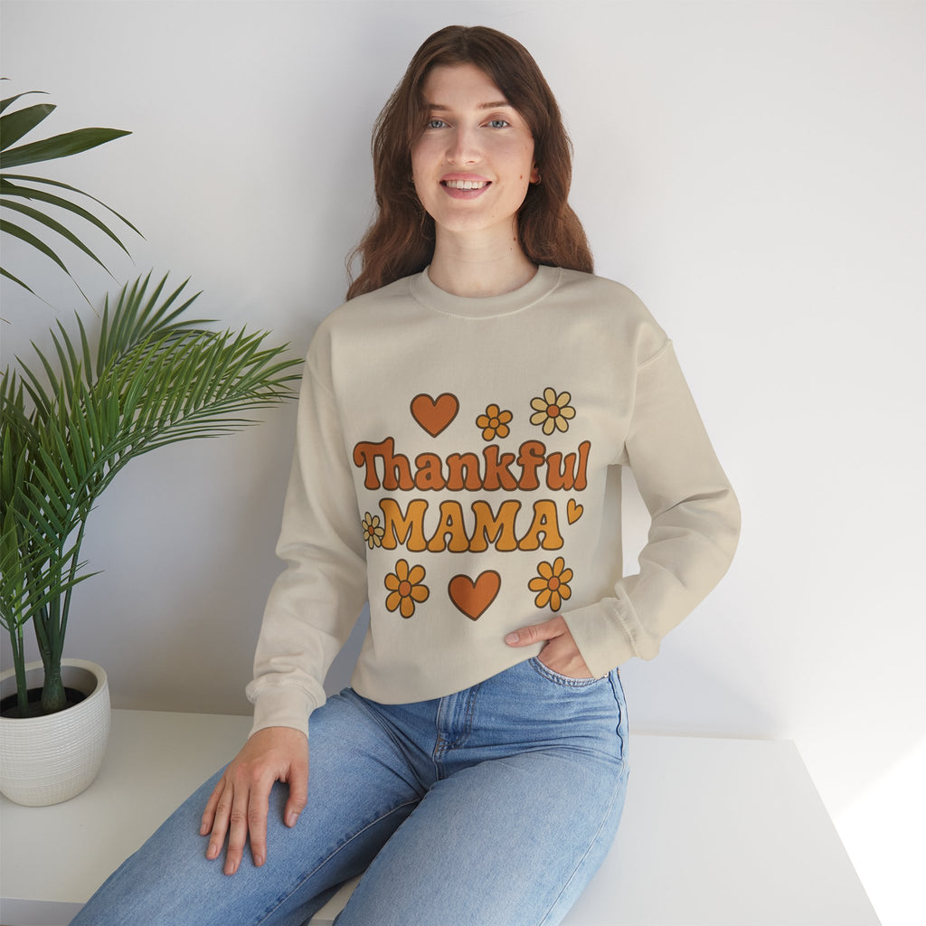 Thankful Mama Crewneck Sweatshirt | Cozy Gift for Moms, Fall Fashion, Family Gatherings, Gratitude Sweater, Thanksgiving Outfit