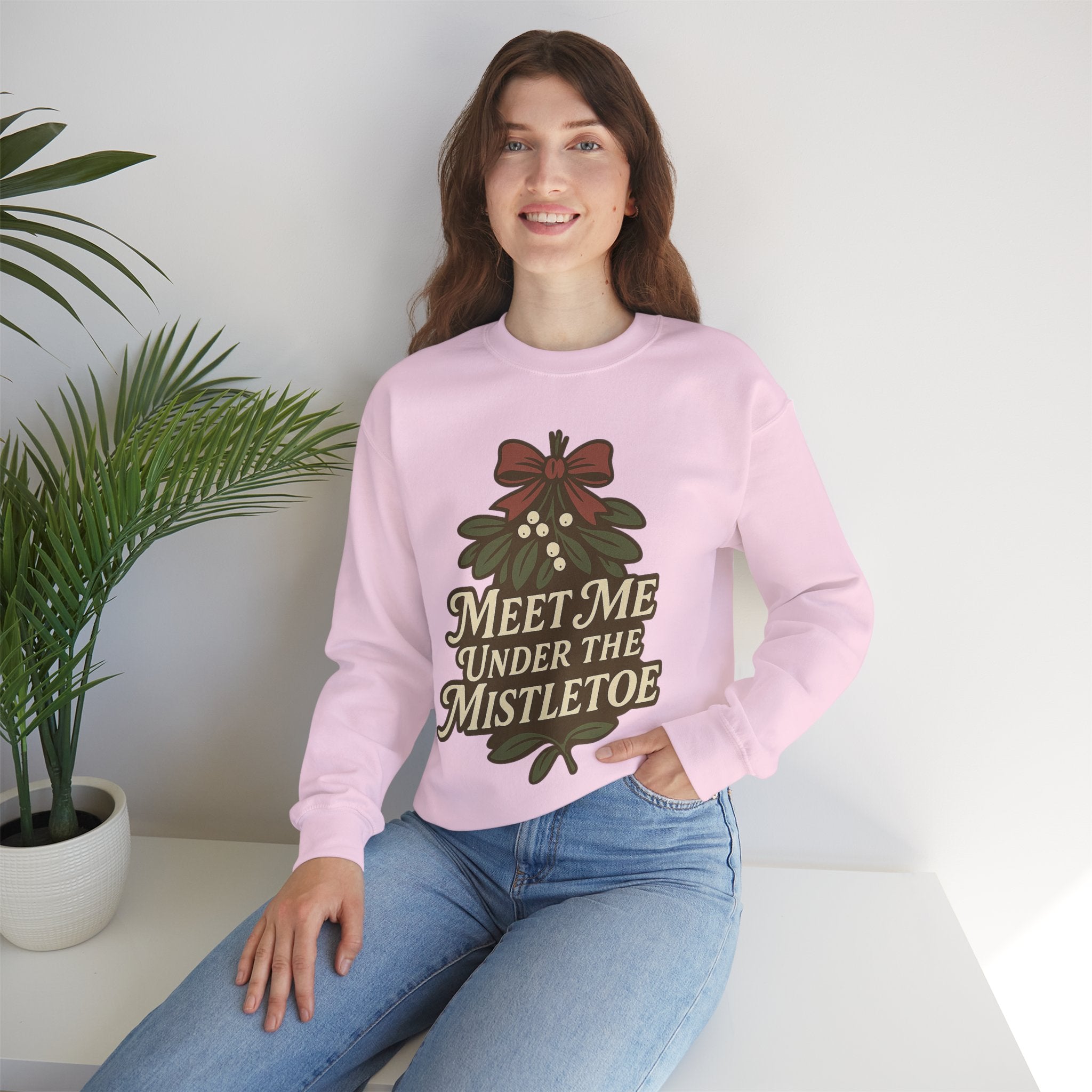 Mistletoe Crewneck Sweatshirt - Cozy Holiday Wear for Couples, Christmas Gift, Winter Apparel, Cute Sweater, Festive Outfit