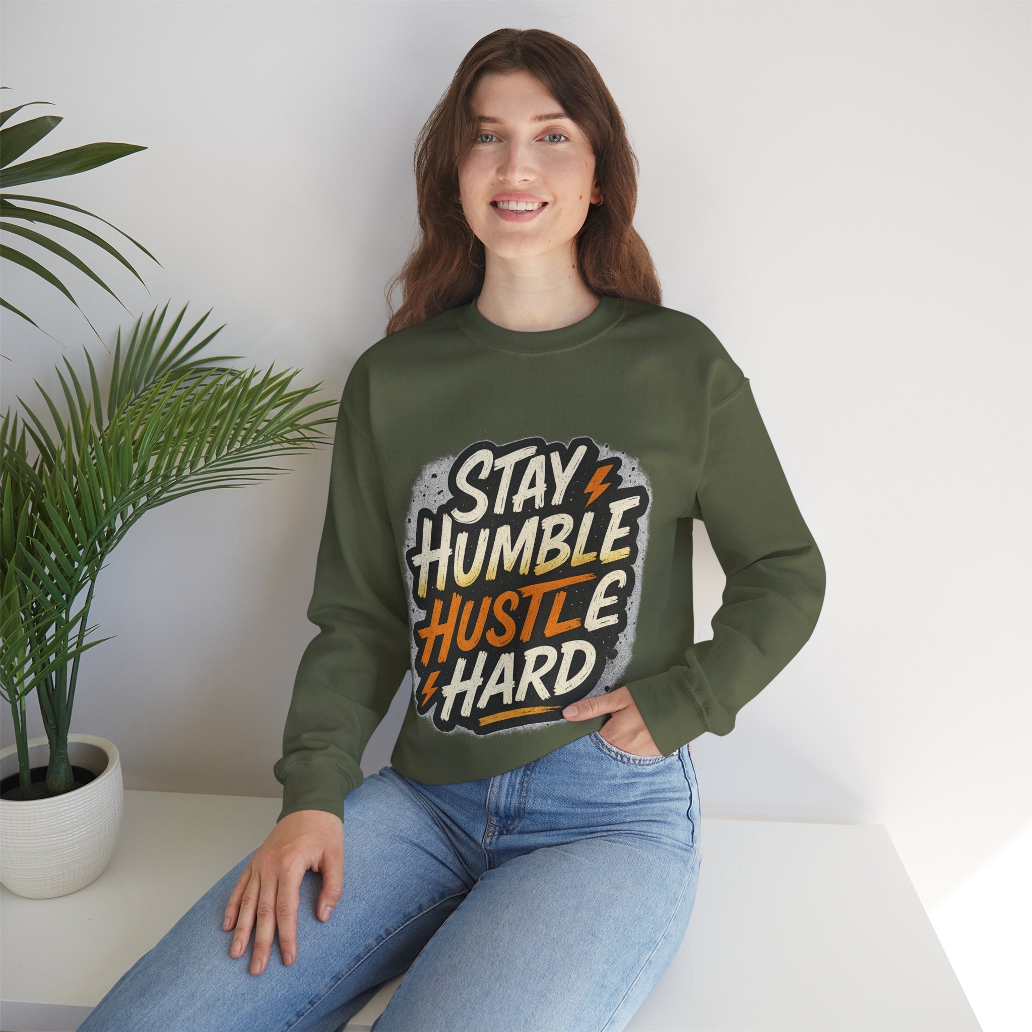 Stay Humble Hustle Hard Crewneck Sweatshirt | Motivational Unisex Sweatshirt | Inspirational Gift | Positive Quote Apparel