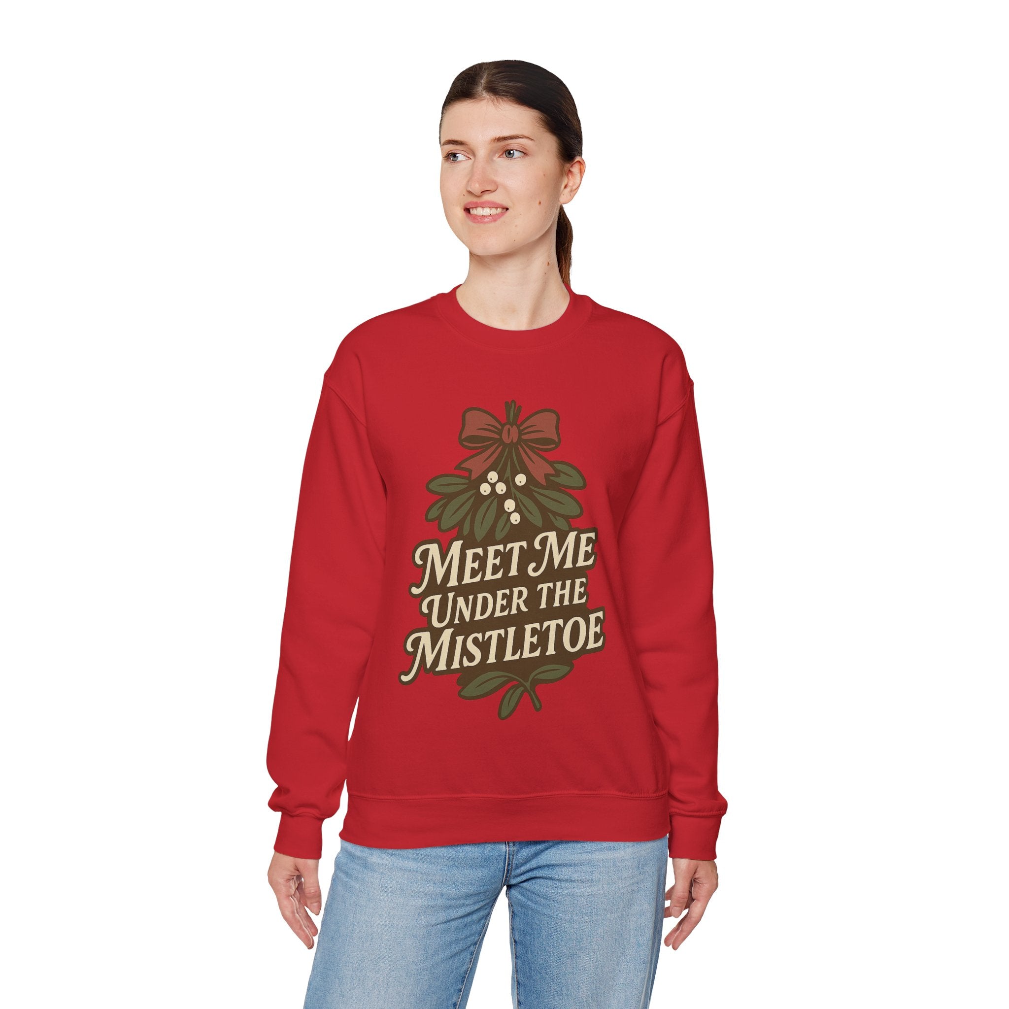 Mistletoe Crewneck Sweatshirt - Cozy Holiday Wear for Couples, Christmas Gift, Winter Apparel, Cute Sweater, Festive Outfit