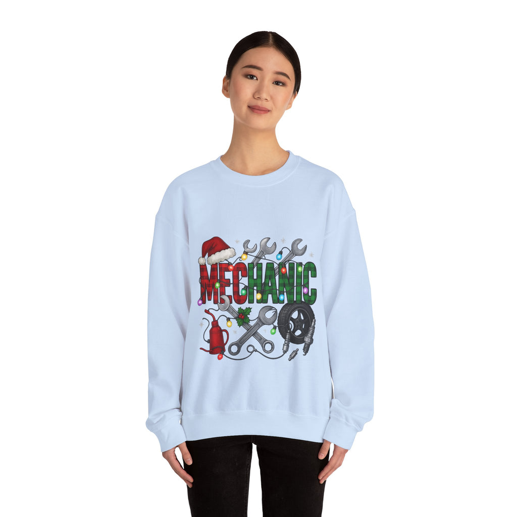 Mechanic Holiday Sweatshirt, Festive Crewneck, Gift for Mechanics, Winter Apparel, Christmas Sweatshirt, Unisex Clothing