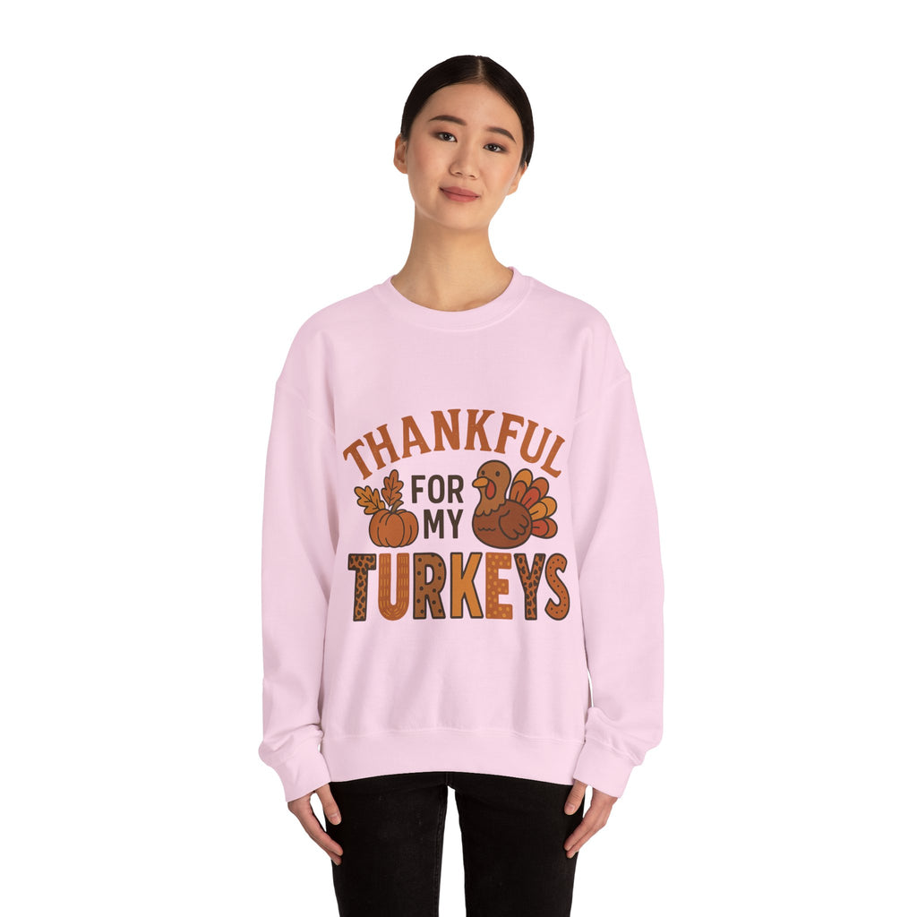 Thankful for My Turkeys Sweatshirt, Cozy Autumn Crewneck, Thanksgiving Apparel, Fall Fashion, Family Gathering Outfits