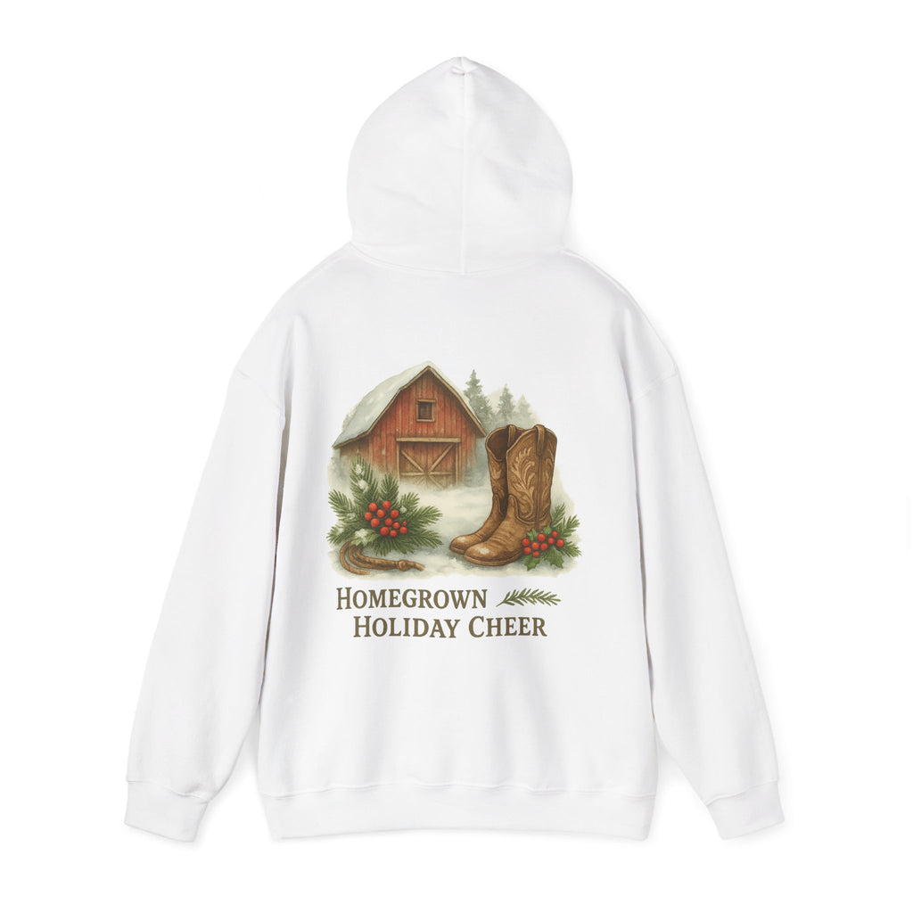 Homegrown Holiday Cheer Hoodie – Cozy Farmhouse Christmas Sweatshirt | Unisex Winter Pullover | Thoughtful Holiday Gift