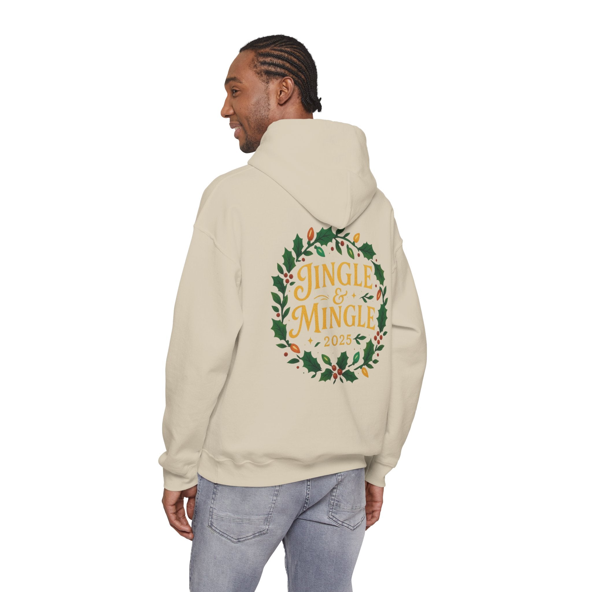 Jingle & Mingle Hooded Sweatshirt | Cozy Holiday Sweatshirt, Christmas Gift, Unisex Hoodie, Seasonal Apparel, Winter Wear