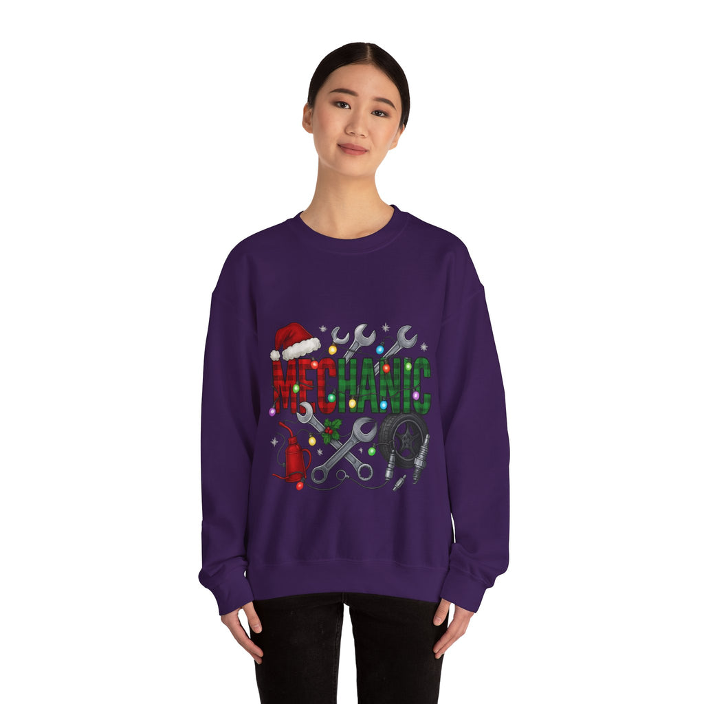 Mechanic Holiday Sweatshirt, Festive Crewneck, Gift for Mechanics, Winter Apparel, Christmas Sweatshirt, Unisex Clothing