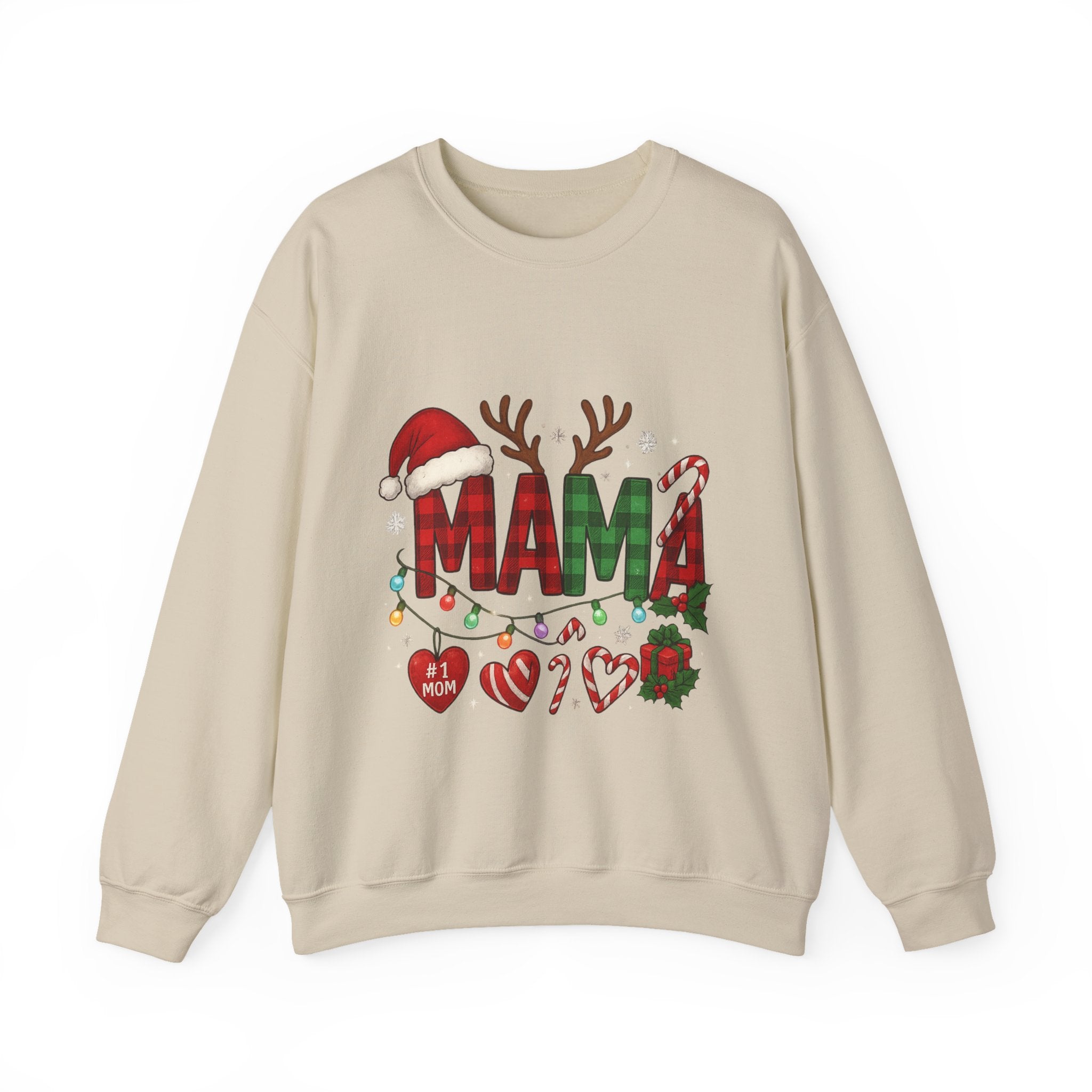 Festive Mama Crewneck Sweatshirt, Christmas Gift for Mom, Holiday Apparel, Merry Mama Sweater, Cozy Family Wear