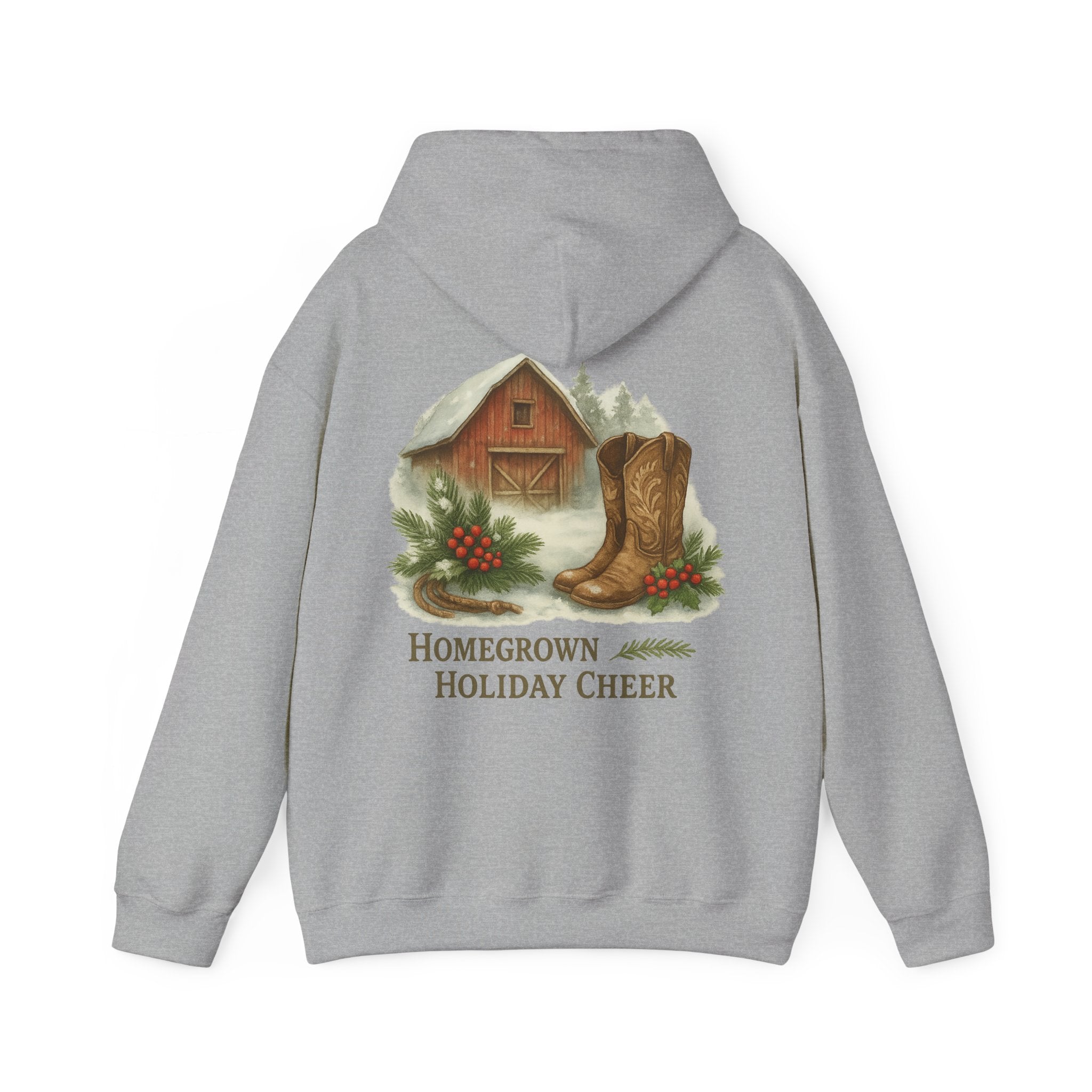 Homegrown Holiday Cheer Hoodie – Cozy Farmhouse Christmas Sweatshirt | Unisex Winter Pullover | Thoughtful Holiday Gift
