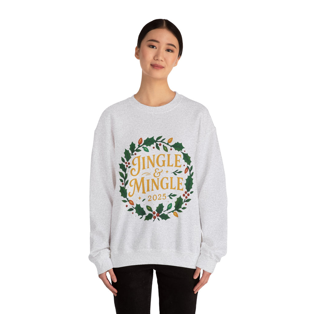 Jingle & Mingle Crewneck Sweatshirt - Cozy Holiday Apparel, Unisex Christmas Gift, Winter Fashion, Festive Sweater, Seasonal Style