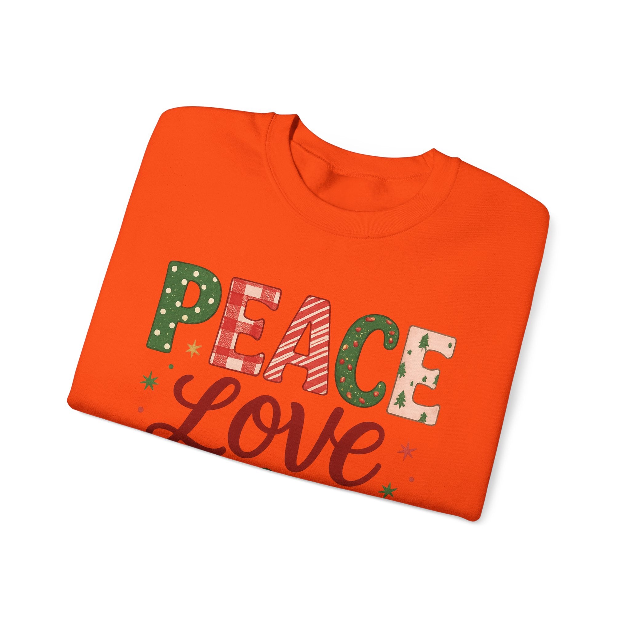 Peace, Love & Joy Christmas Sweatshirt – Festive Unisex Crewneck, Cozy Holiday Pullover, Positive Vibes Gift for Friends & Family