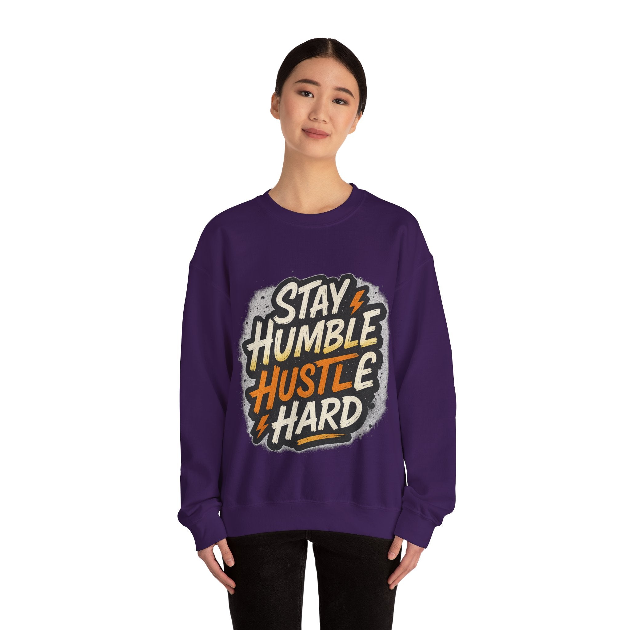 Stay Humble Hustle Hard Crewneck Sweatshirt | Motivational Unisex Sweatshirt | Inspirational Gift | Positive Quote Apparel