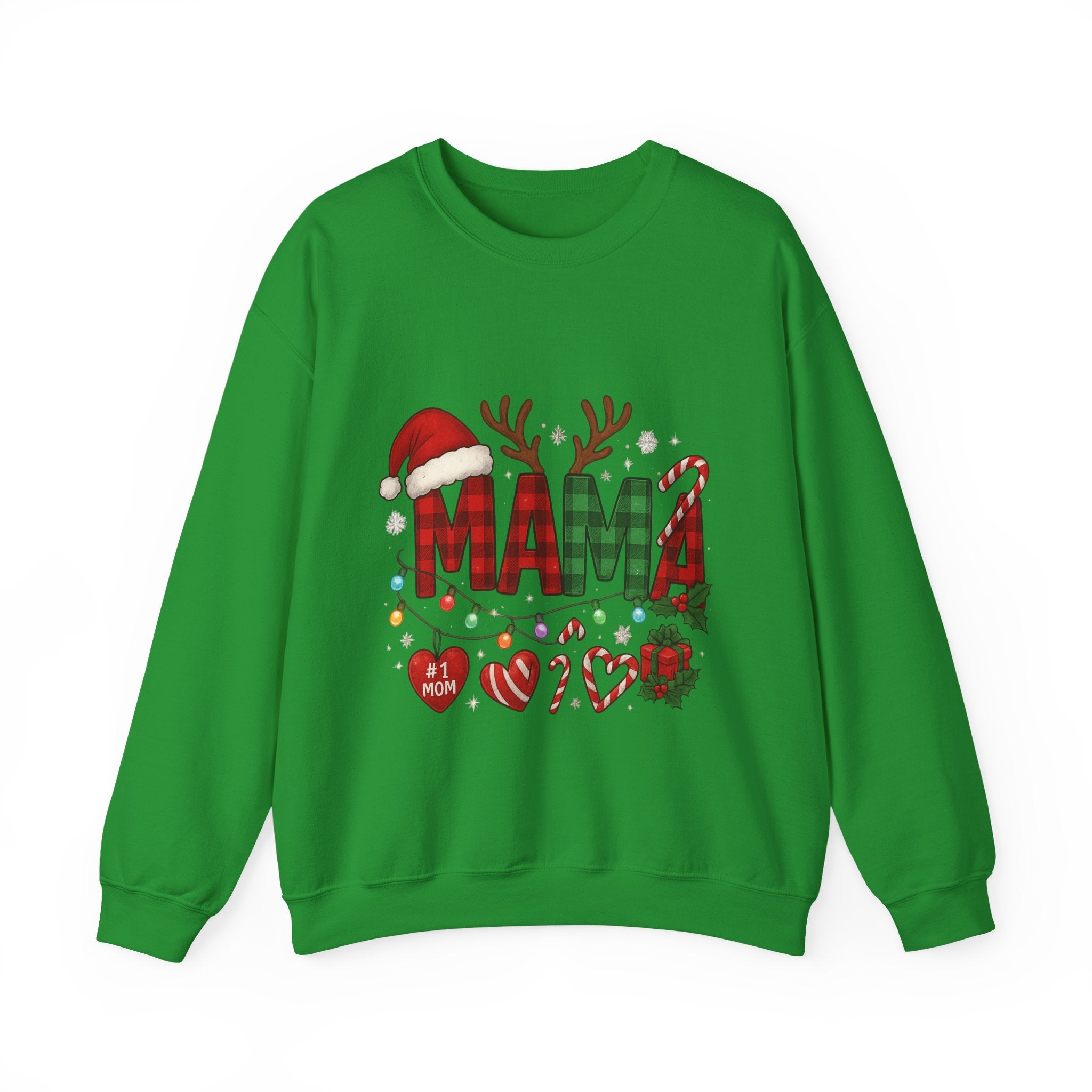 Festive Mama Crewneck Sweatshirt, Christmas Gift for Mom, Holiday Apparel, Merry Mama Sweater, Cozy Family Wear