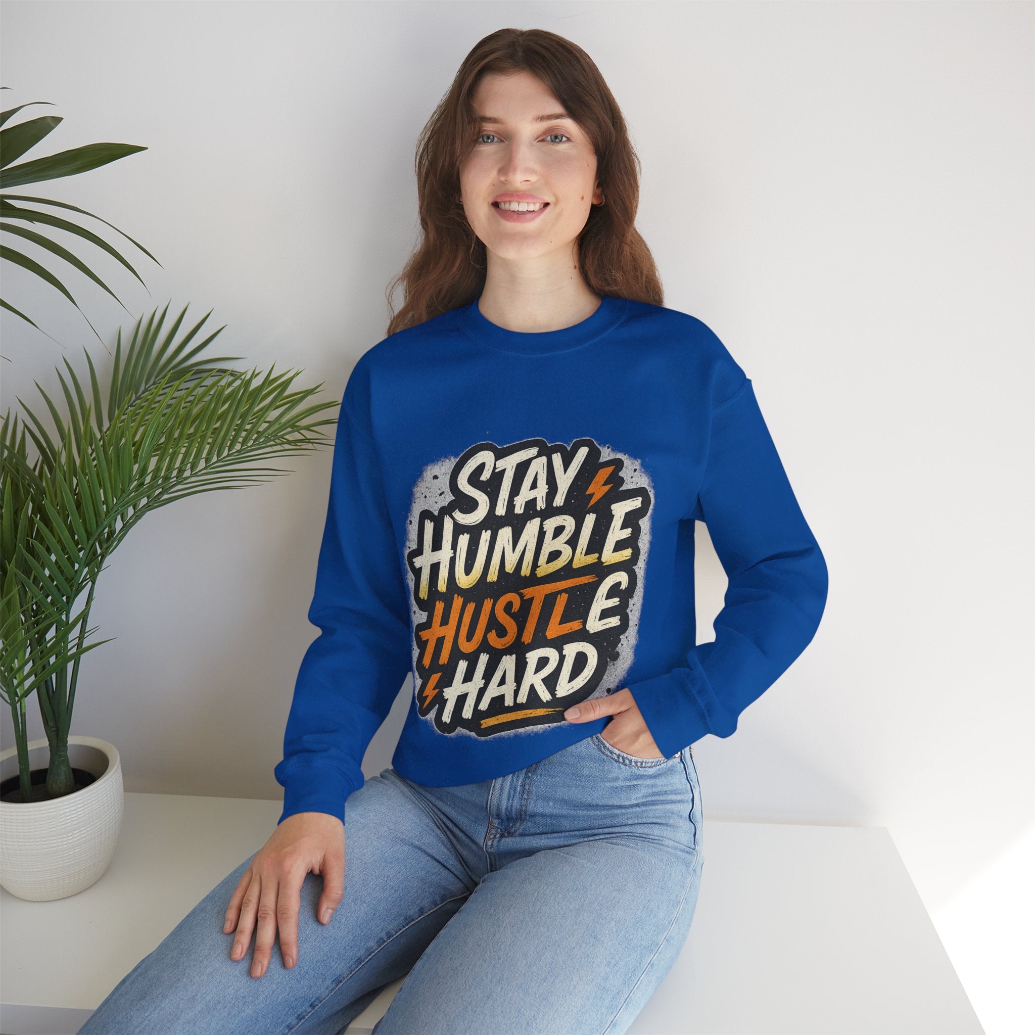 Stay Humble Hustle Hard Crewneck Sweatshirt | Motivational Unisex Sweatshirt | Inspirational Gift | Positive Quote Apparel