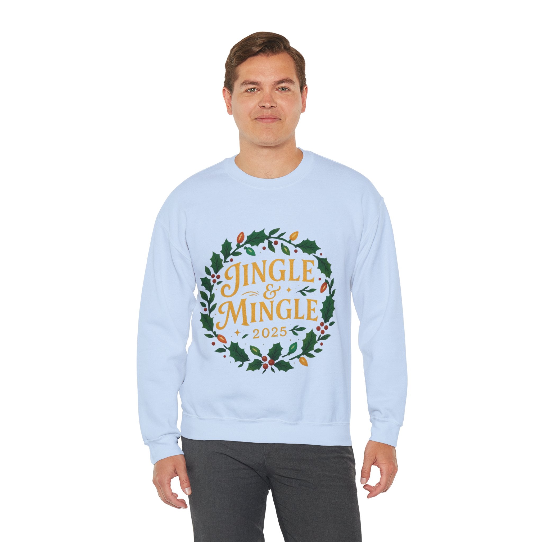 Jingle & Mingle Crewneck Sweatshirt - Cozy Holiday Apparel, Unisex Christmas Gift, Winter Fashion, Festive Sweater, Seasonal Style