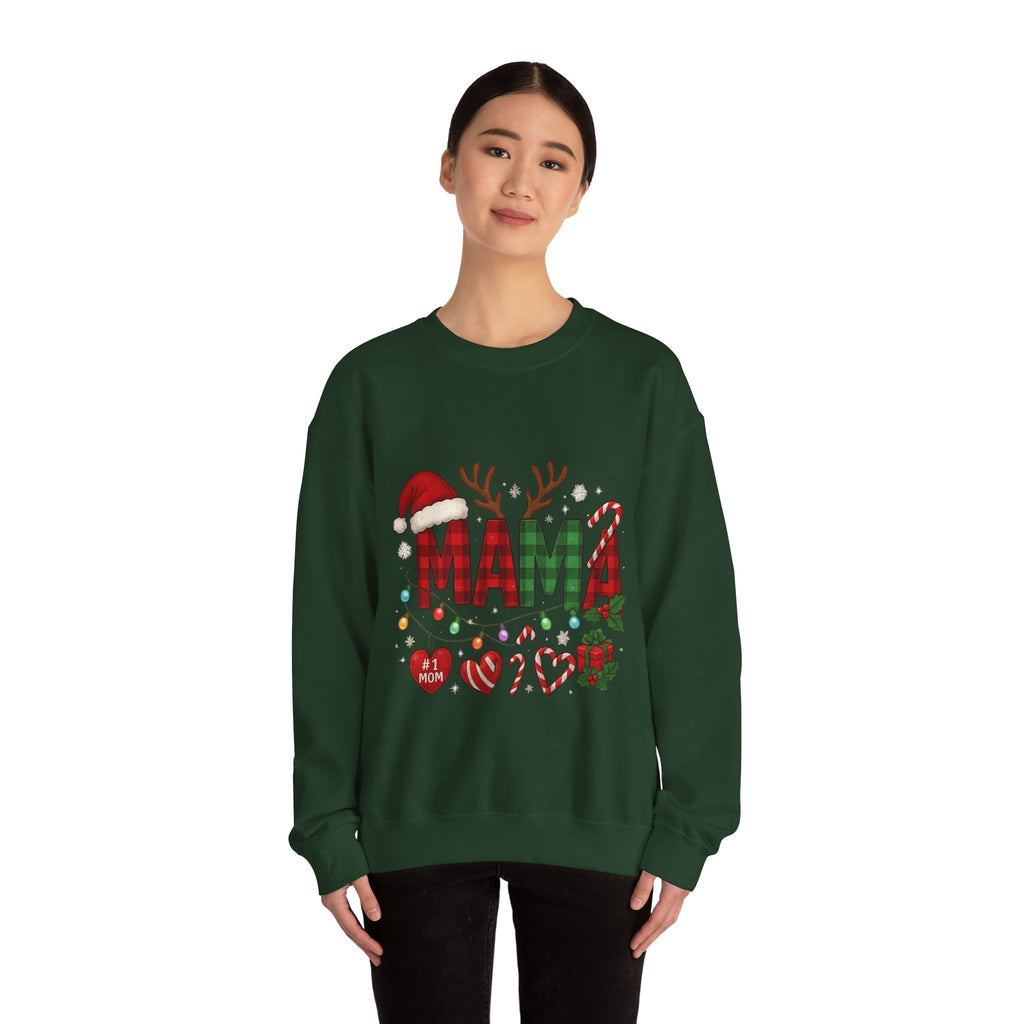 Festive Mama Crewneck Sweatshirt, Christmas Gift for Mom, Holiday Apparel, Merry Mama Sweater, Cozy Family Wear