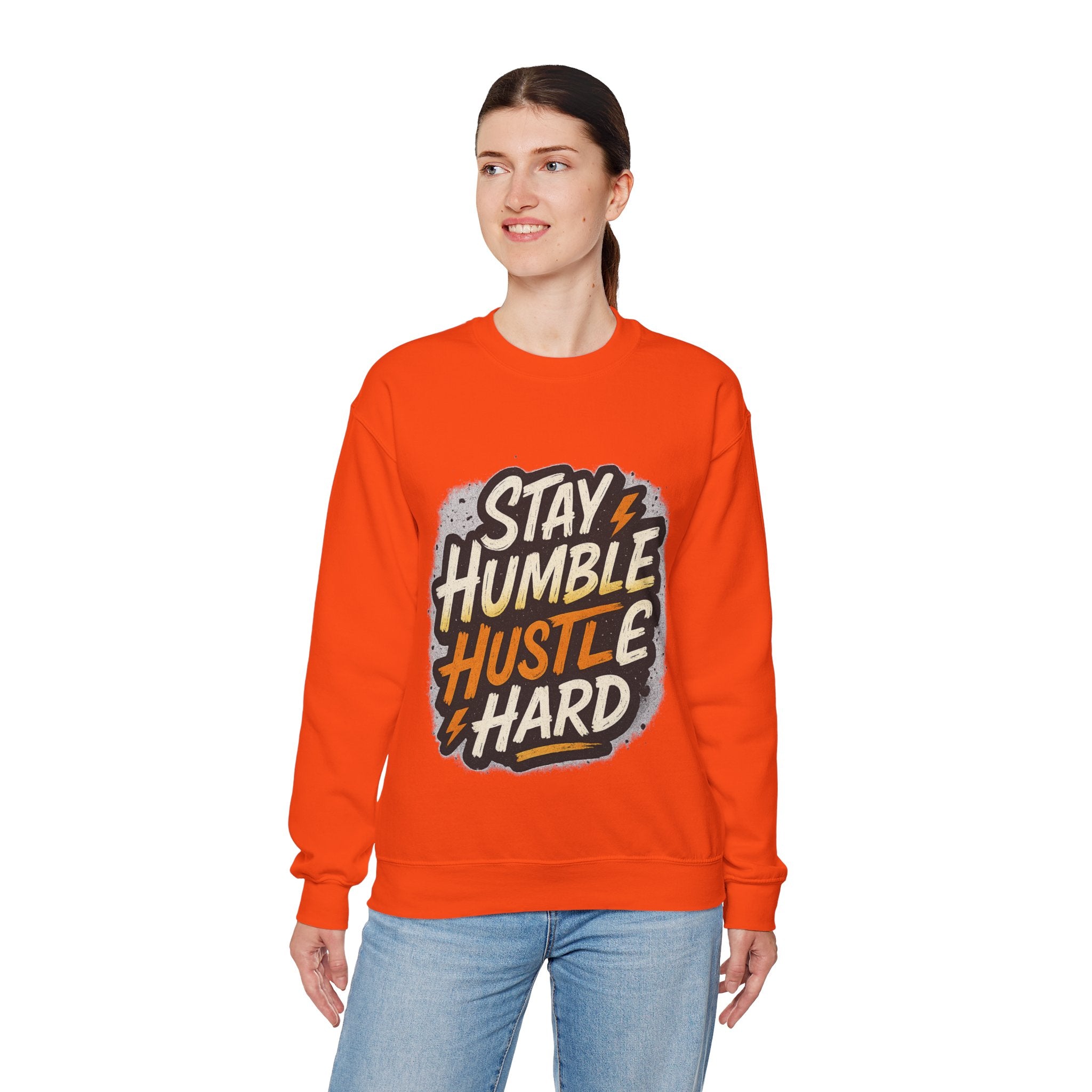 Stay Humble Hustle Hard Crewneck Sweatshirt | Motivational Unisex Sweatshirt | Inspirational Gift | Positive Quote Apparel