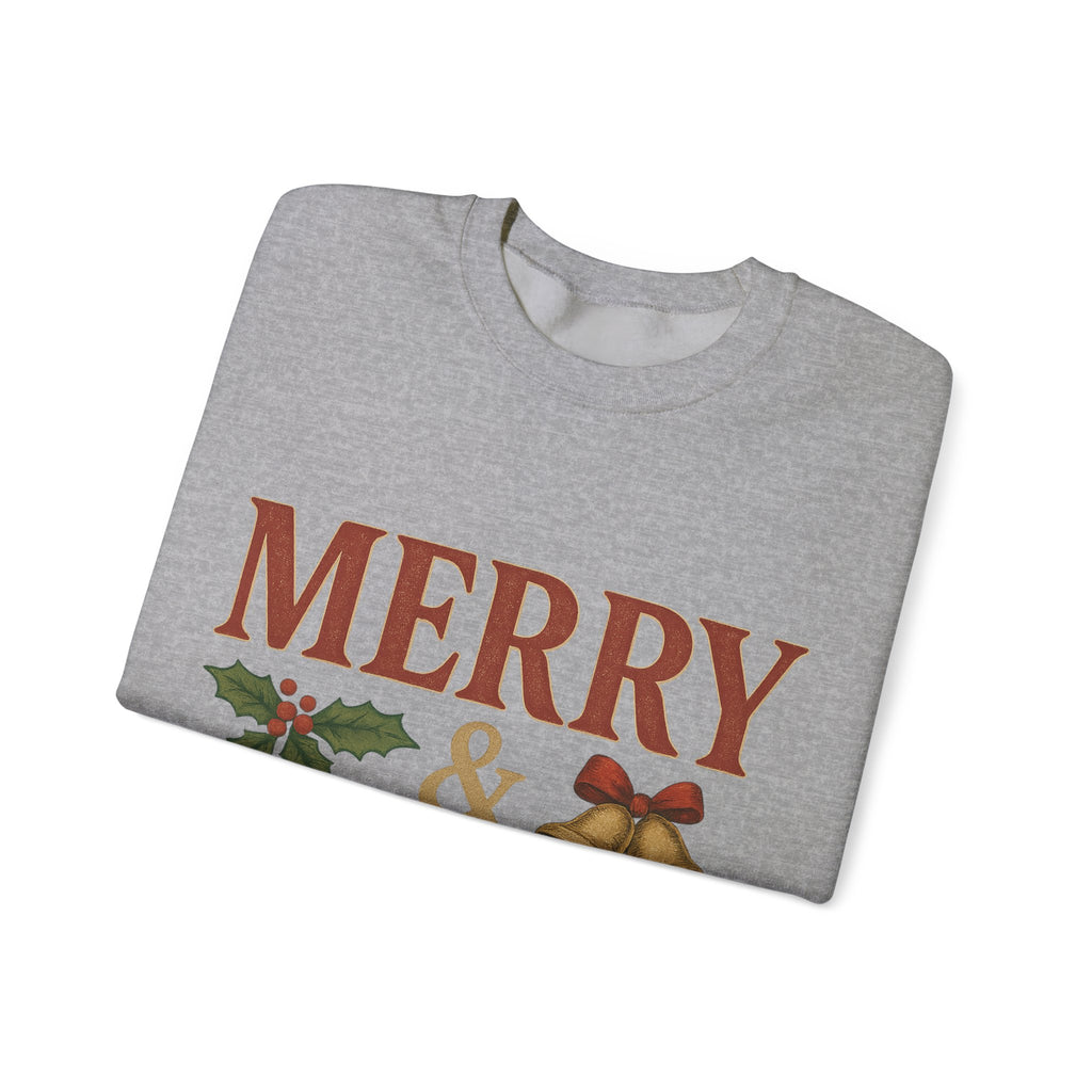 Merry & Bright Crewneck Sweatshirt – Cozy Holiday Pullover, Unisex Christmas Sweater, Warm Winter Gift for Friends & Family