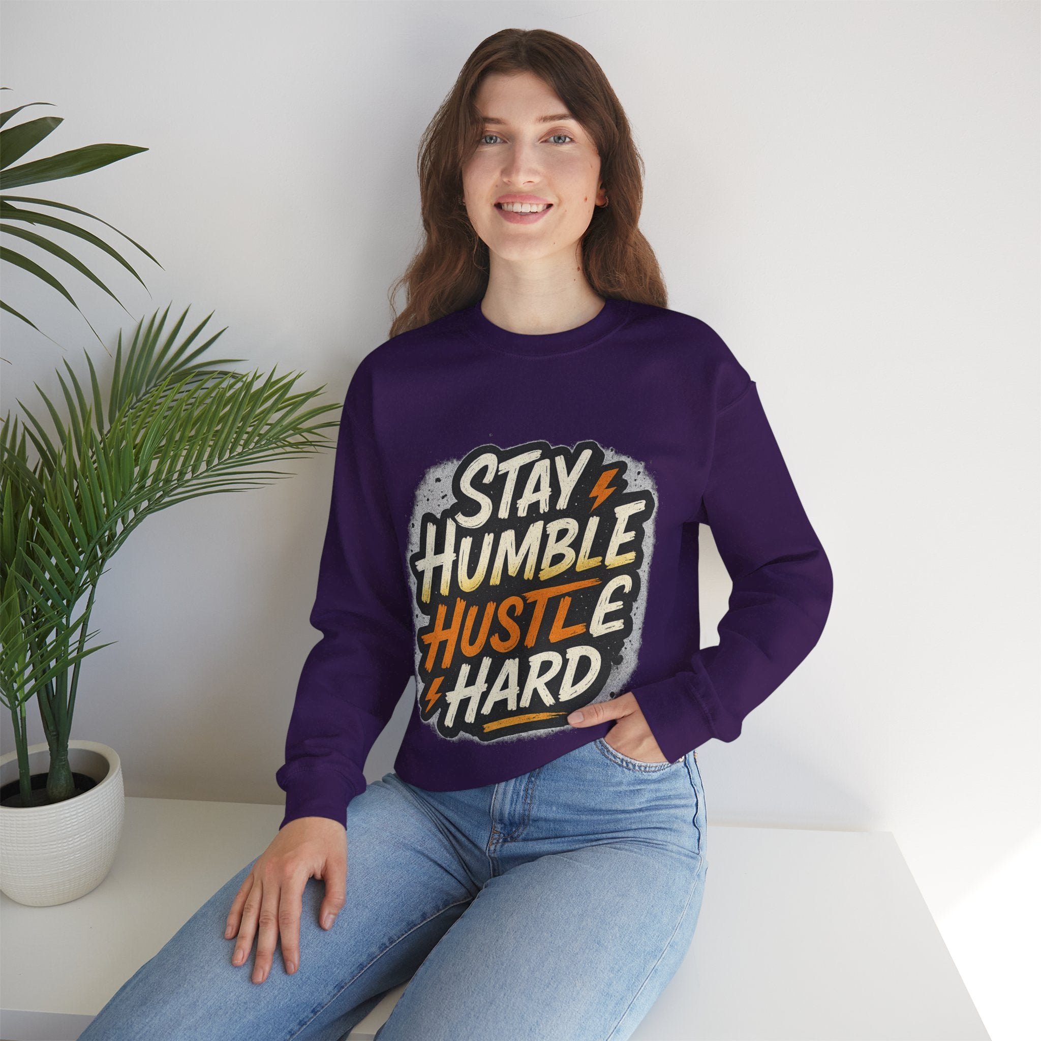 Stay Humble Hustle Hard Crewneck Sweatshirt | Motivational Unisex Sweatshirt | Inspirational Gift | Positive Quote Apparel