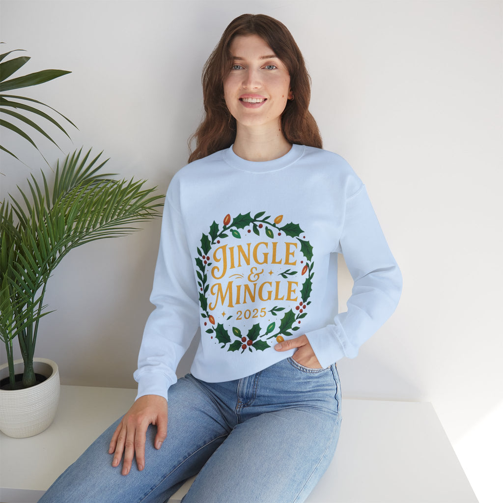 Jingle & Mingle Crewneck Sweatshirt - Cozy Holiday Apparel, Unisex Christmas Gift, Winter Fashion, Festive Sweater, Seasonal Style