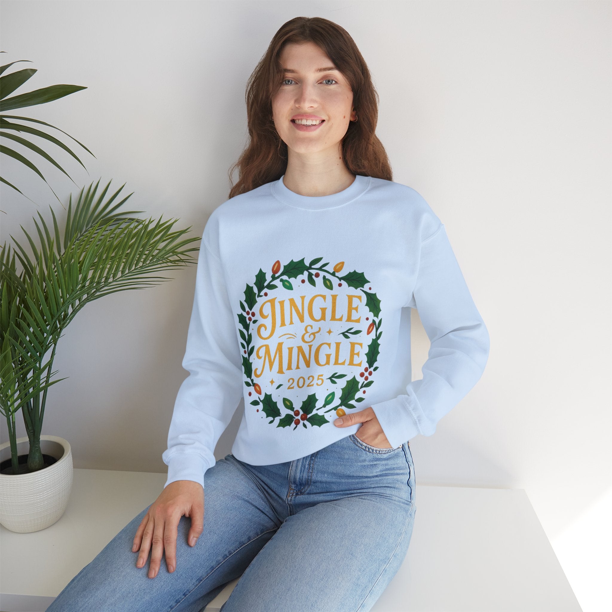 Jingle & Mingle Crewneck Sweatshirt - Cozy Holiday Apparel, Unisex Christmas Gift, Winter Fashion, Festive Sweater, Seasonal Style