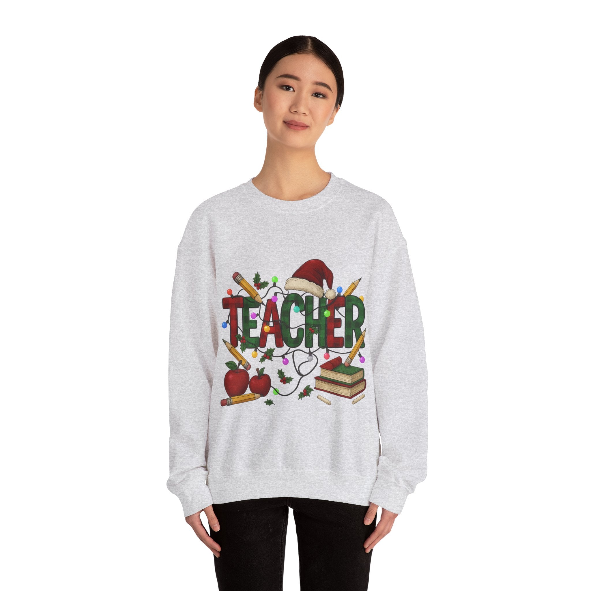 Festive Teacher Sweatshirt: Cozy Gift for Educators, Holiday Apparel, Classroom Style, Warm Winter Wear, Teacher Appreciation