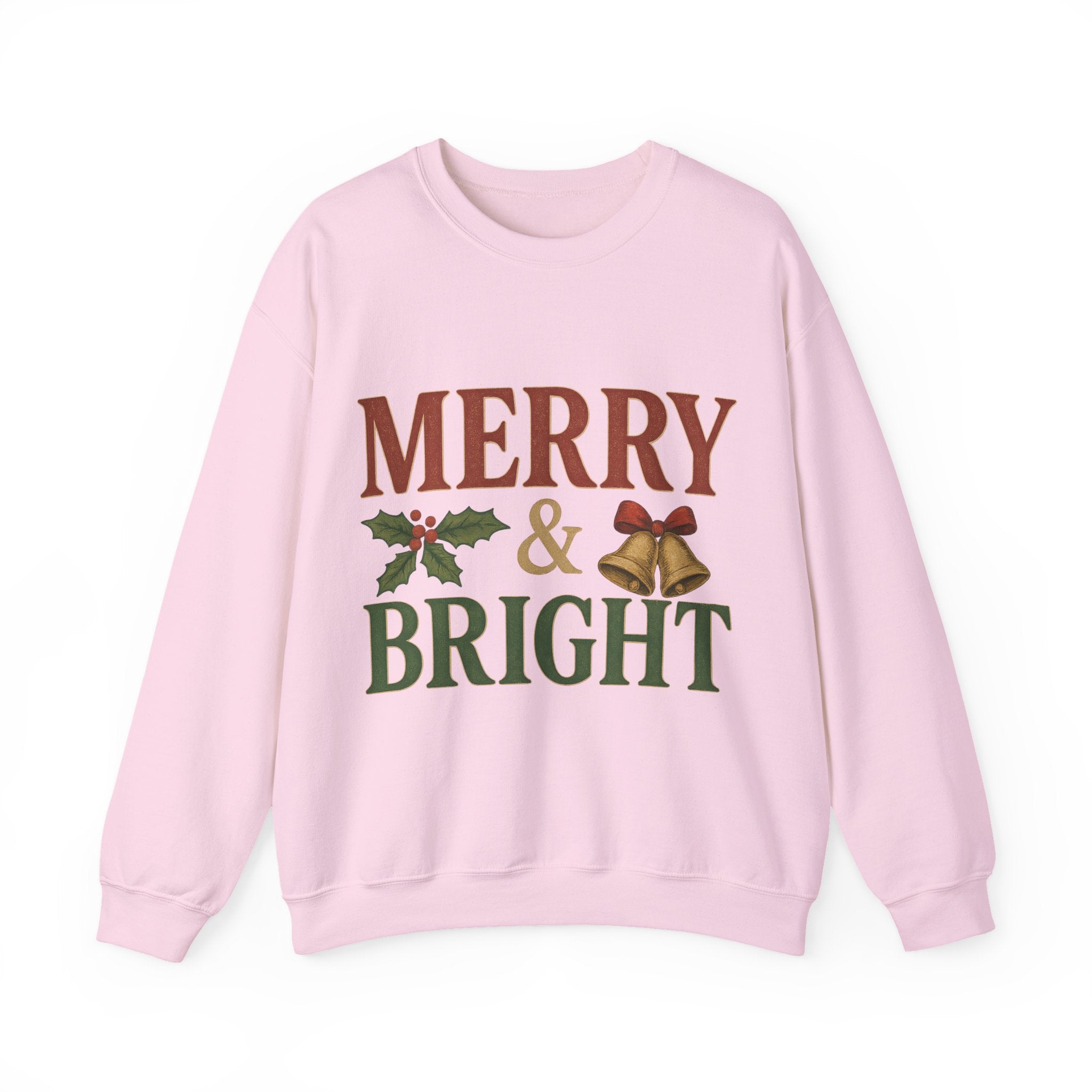 Merry & Bright Crewneck Sweatshirt – Cozy Holiday Pullover, Unisex Christmas Sweater, Warm Winter Gift for Friends & Family