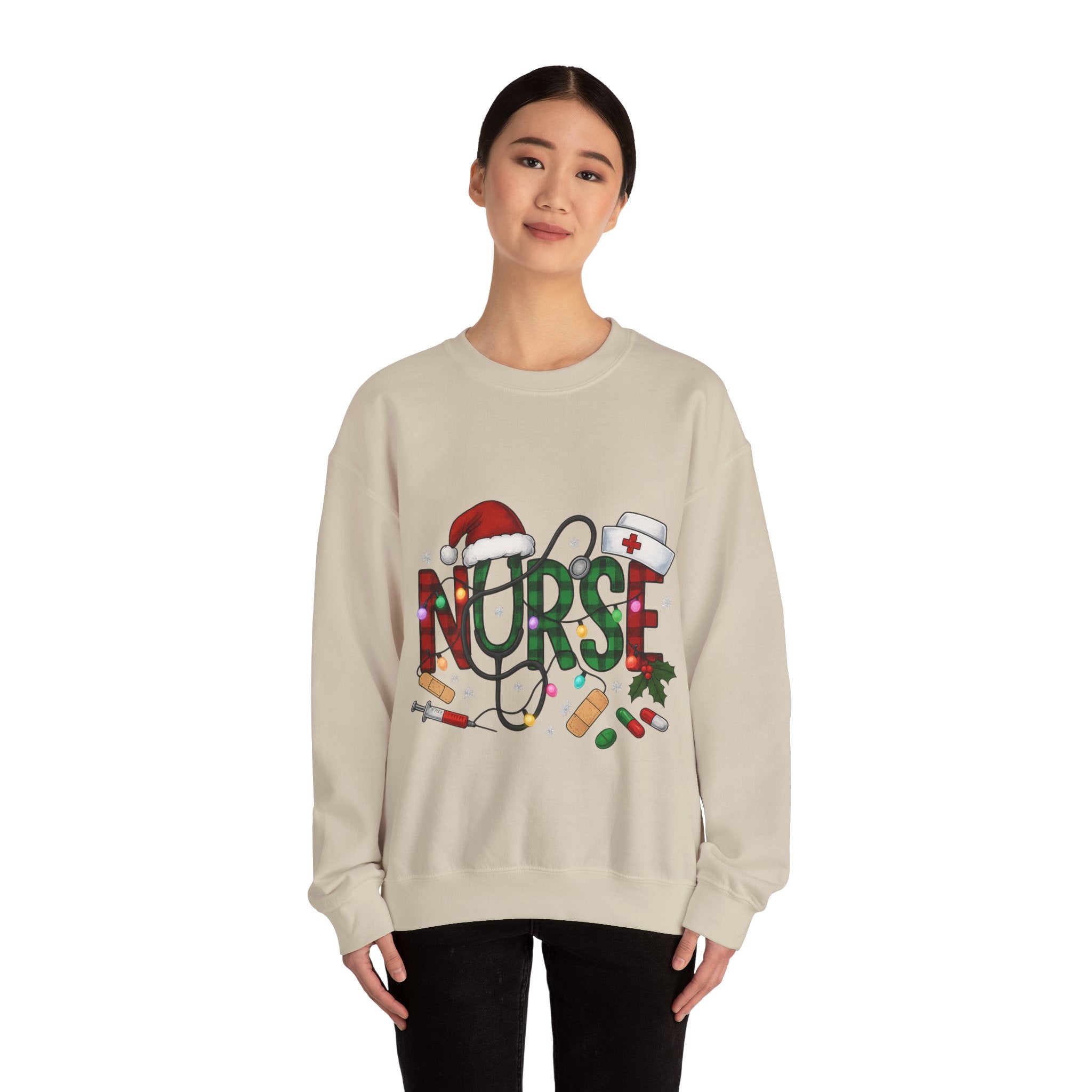 Nurse Holiday Sweatshirt, Christmas Gift for Nurses, Festive Crewneck, Nurse Appreciation, Winter Wardrobe Essential