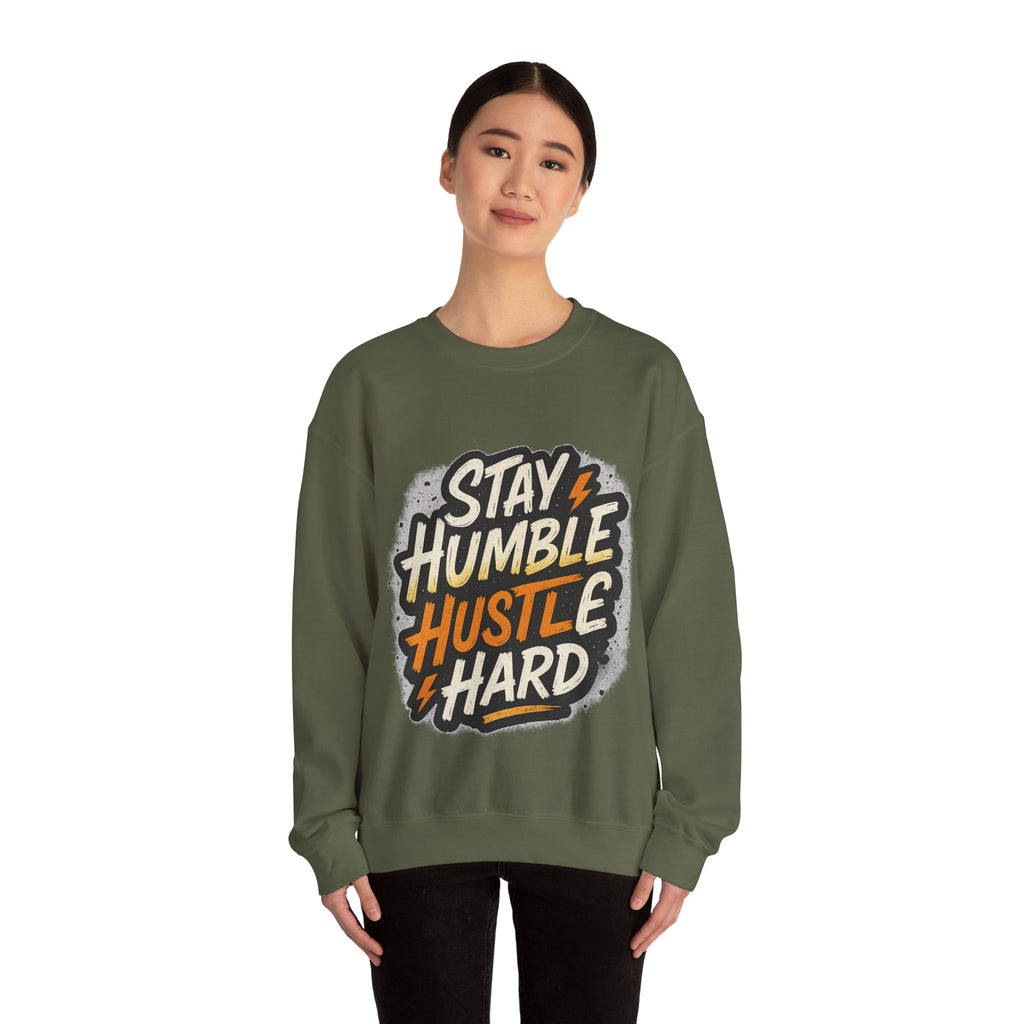 Stay Humble Hustle Hard Crewneck Sweatshirt | Motivational Unisex Sweatshirt | Inspirational Gift | Positive Quote Apparel
