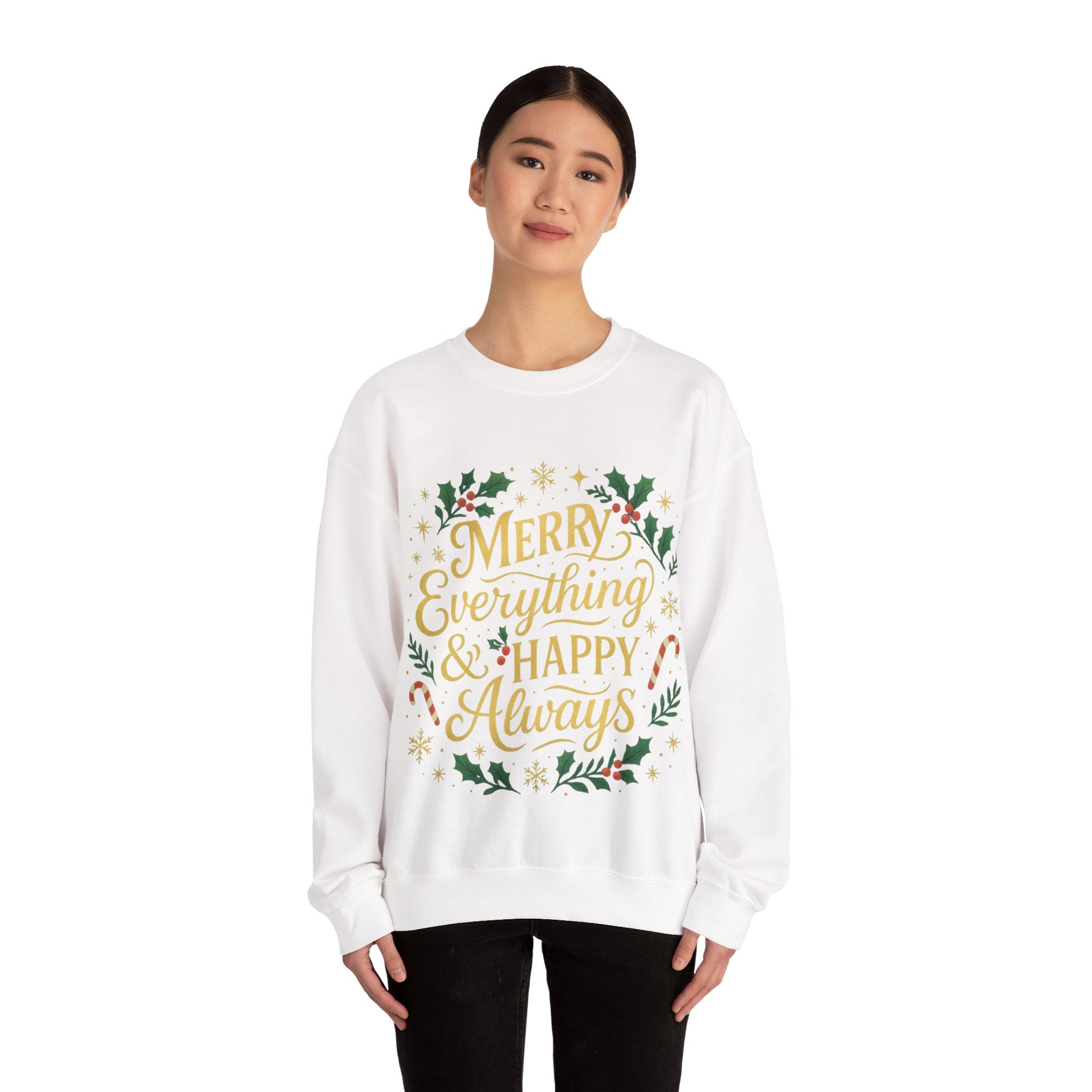 Merry Everything Crewneck Sweatshirt, Christmas Gift, Holiday Apparel, Unisex Sweater, Cozy Winter Wear