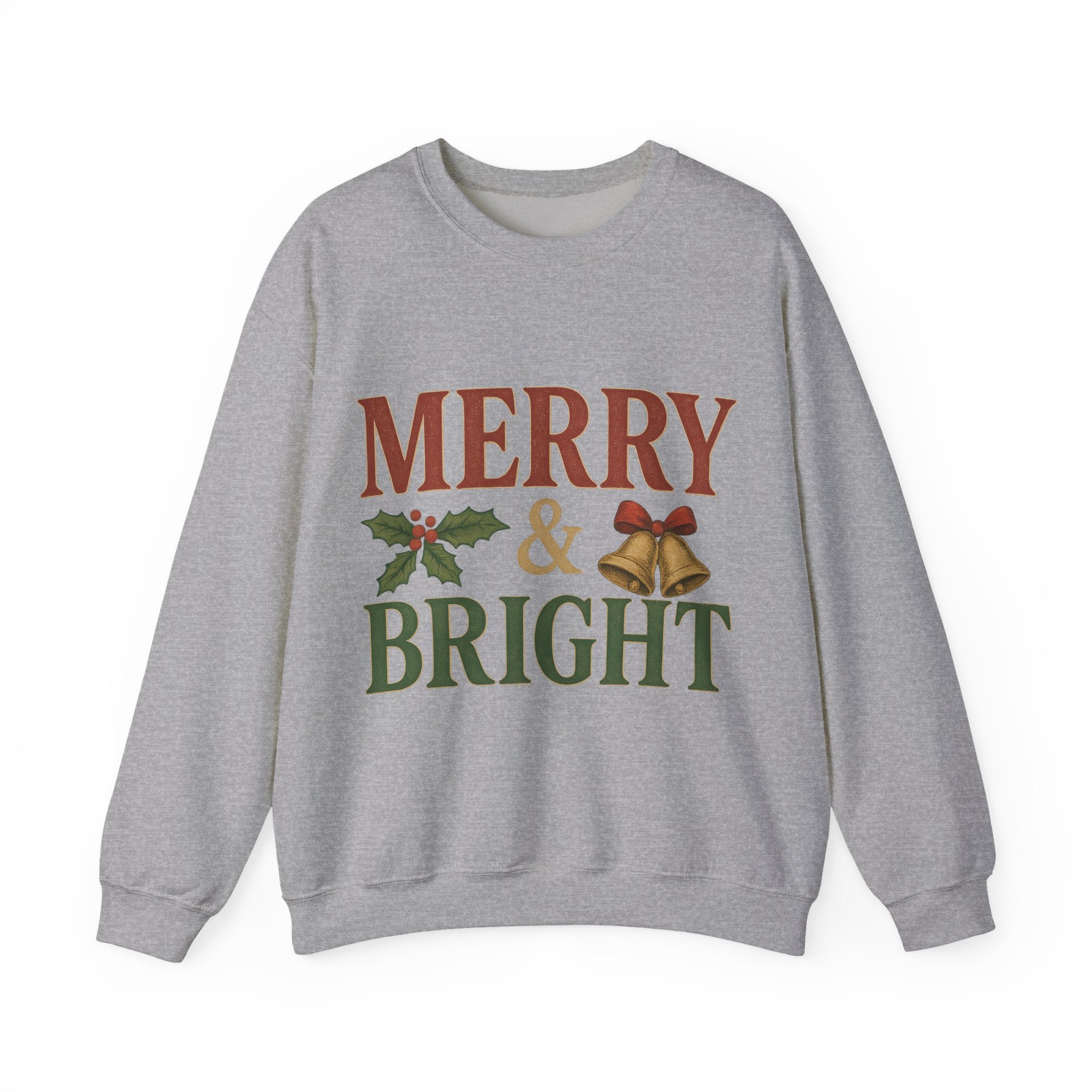Merry & Bright Crewneck Sweatshirt – Cozy Holiday Pullover, Unisex Christmas Sweater, Warm Winter Gift for Friends & Family