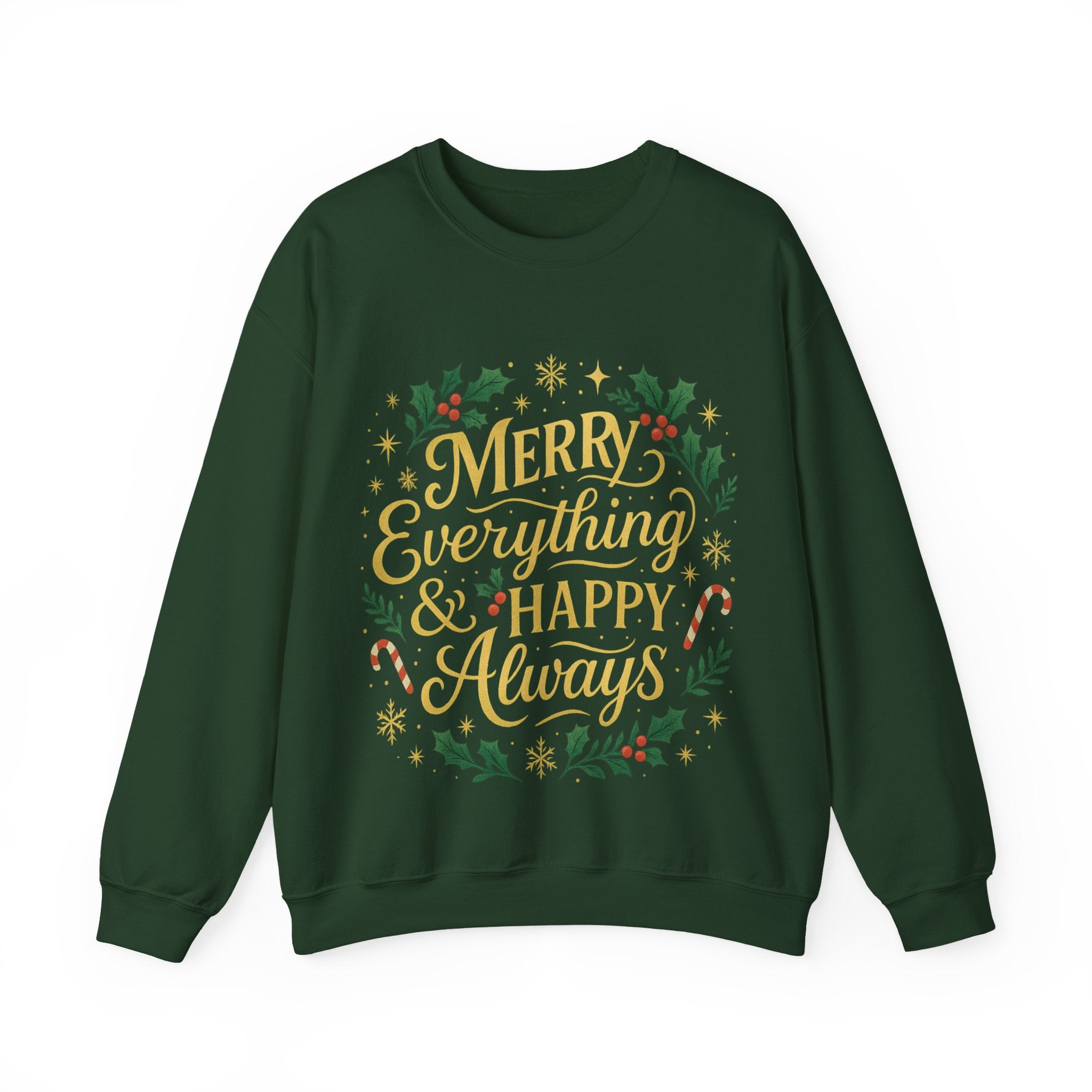 Merry Everything Crewneck Sweatshirt, Christmas Gift, Holiday Apparel, Unisex Sweater, Cozy Winter Wear