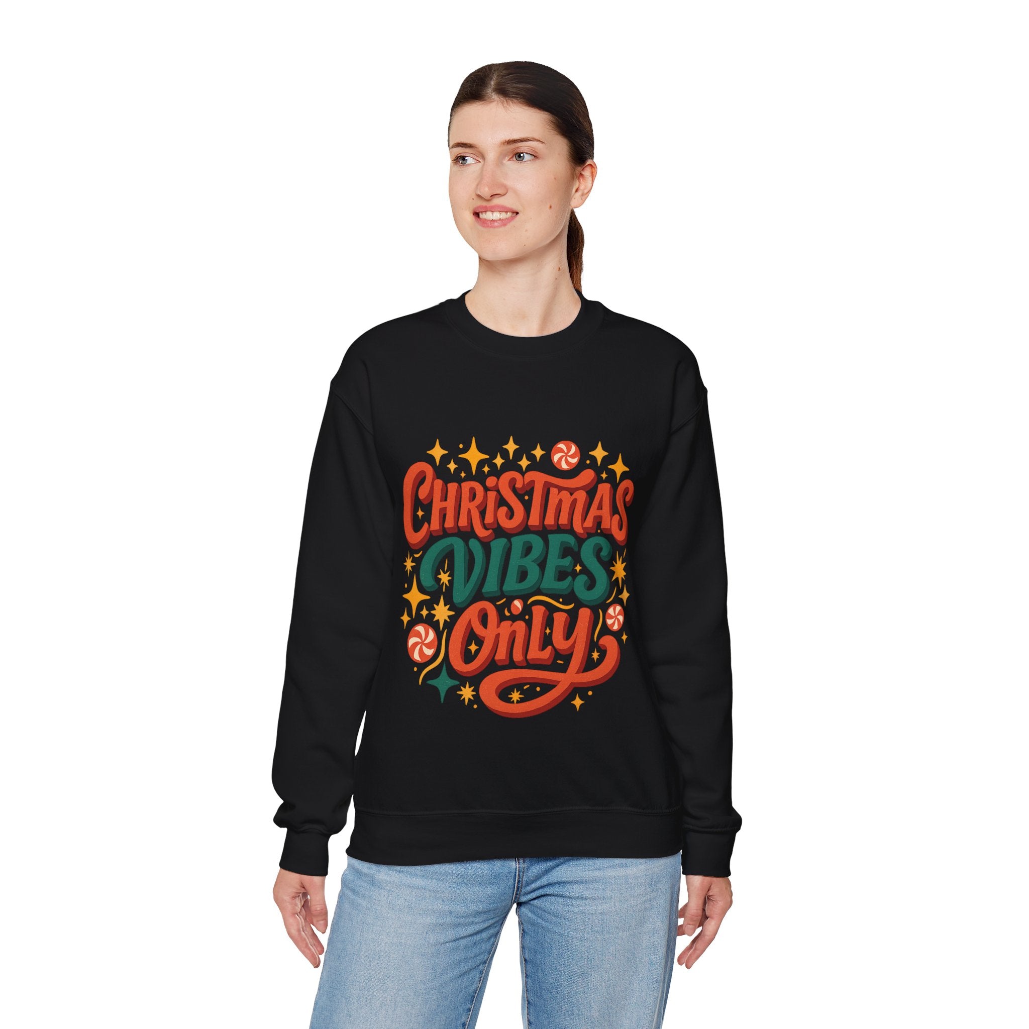 Christmas Vibes Crewneck Sweatshirt | Holiday Sweatshirt, Cozy Gift, Xmas Apparel, Festive Fashion, Comfortable Sweater