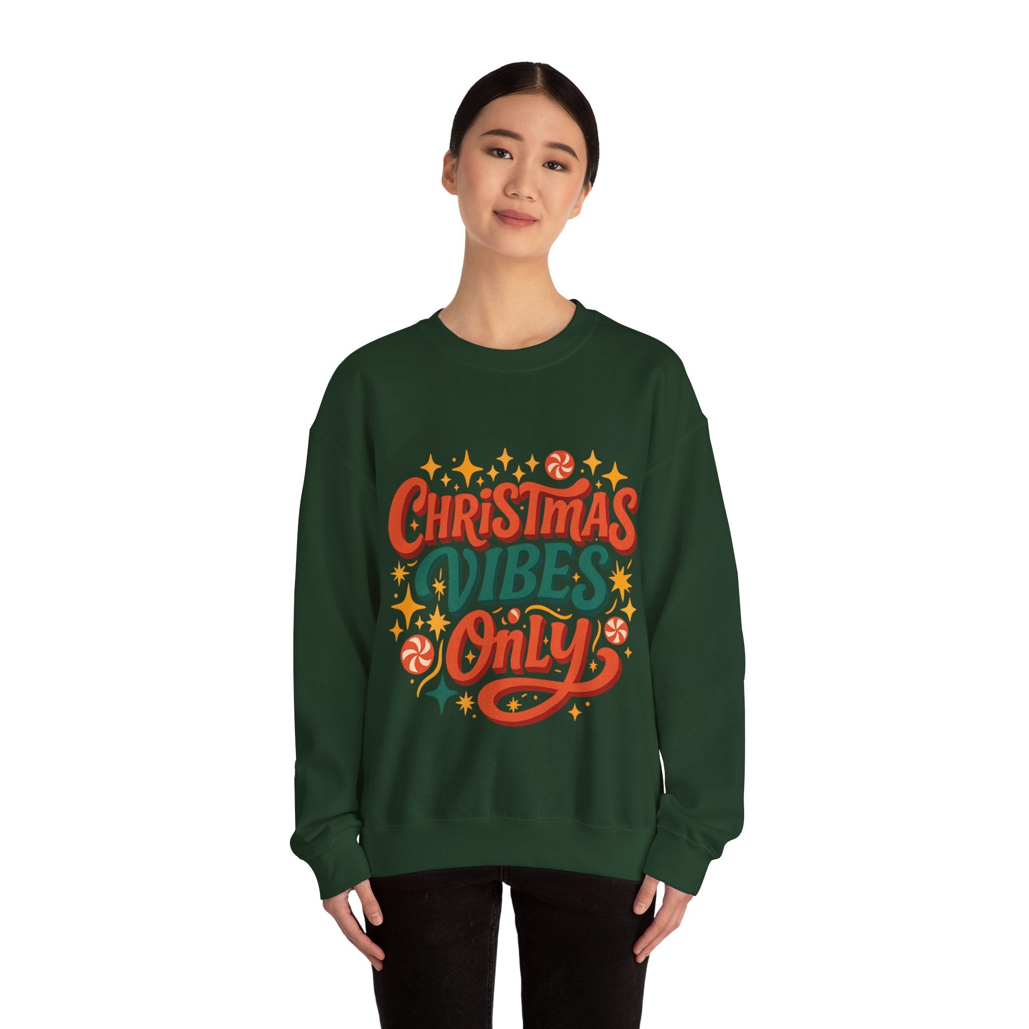 Christmas Vibes Crewneck Sweatshirt | Holiday Sweatshirt, Cozy Gift, Xmas Apparel, Festive Fashion, Comfortable Sweater