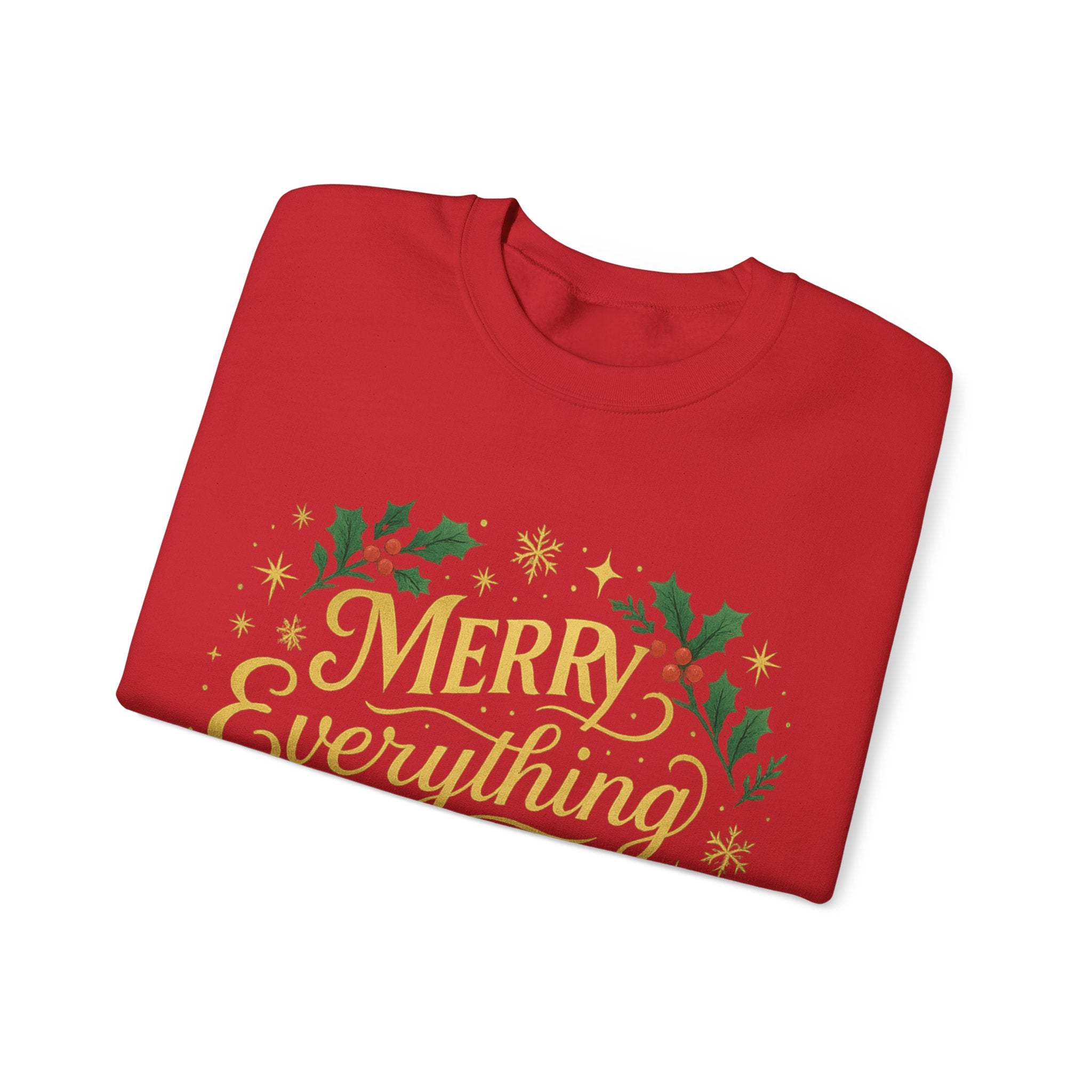 Merry Everything Crewneck Sweatshirt, Christmas Gift, Holiday Apparel, Unisex Sweater, Cozy Winter Wear