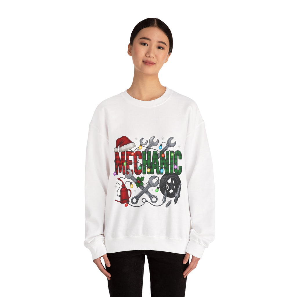 Mechanic Holiday Sweatshirt, Festive Crewneck, Gift for Mechanics, Winter Apparel, Christmas Sweatshirt, Unisex Clothing