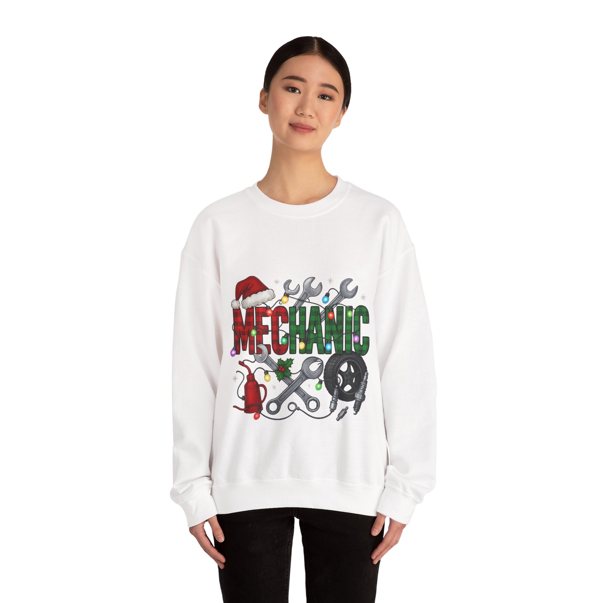Mechanic Holiday Sweatshirt, Festive Crewneck, Gift for Mechanics, Winter Apparel, Christmas Sweatshirt, Unisex Clothing