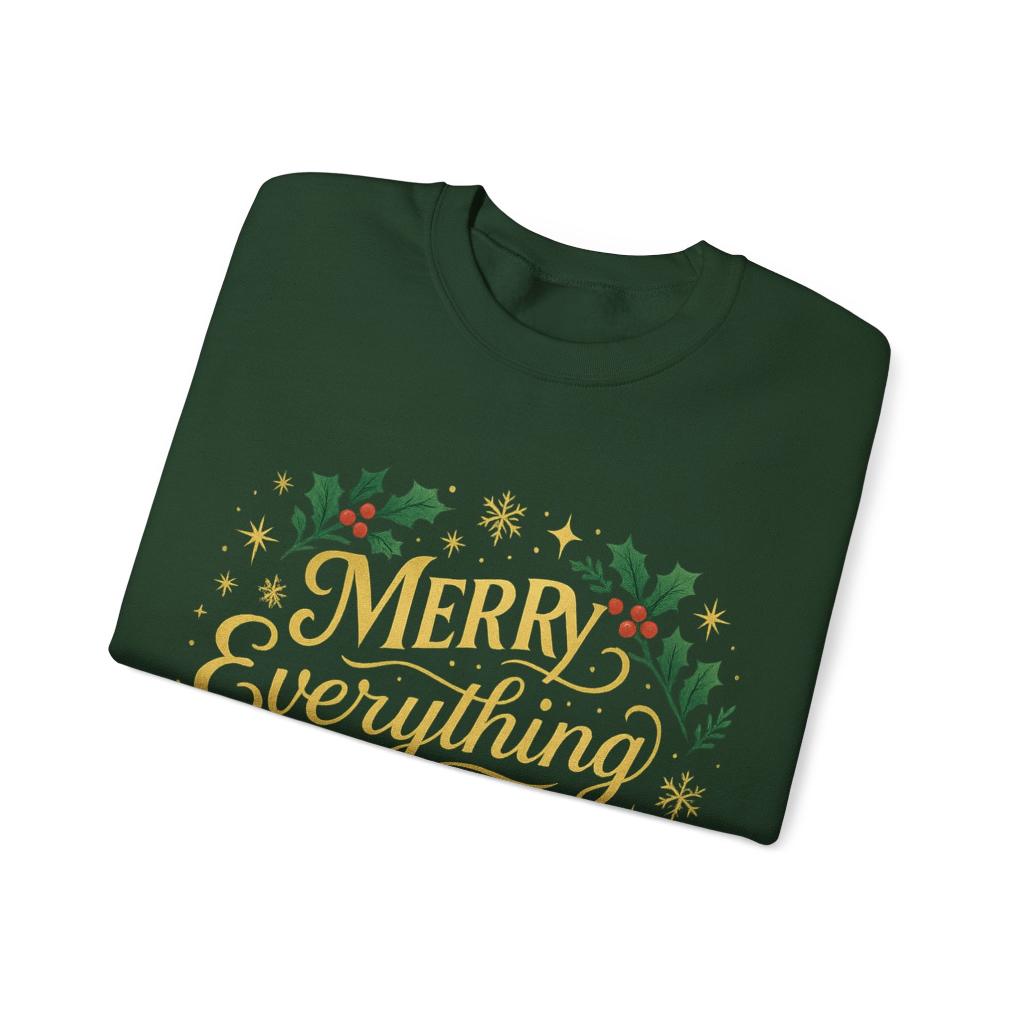 Merry Everything Crewneck Sweatshirt, Christmas Gift, Holiday Apparel, Unisex Sweater, Cozy Winter Wear