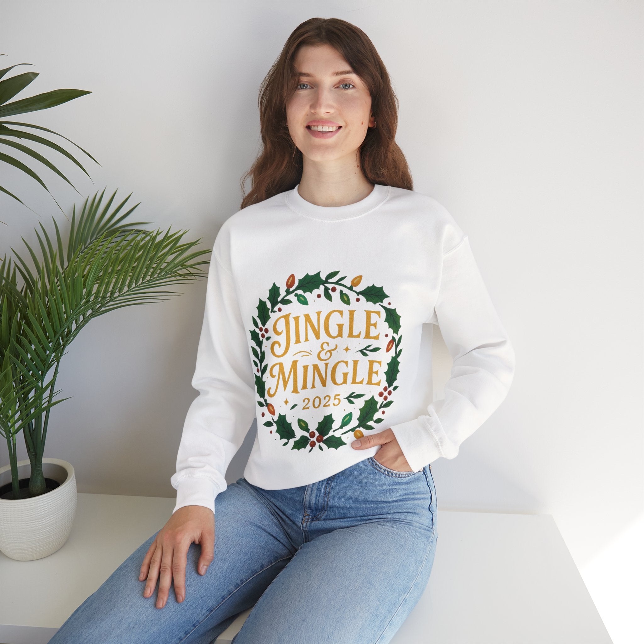 Jingle & Mingle Crewneck Sweatshirt - Cozy Holiday Apparel, Unisex Christmas Gift, Winter Fashion, Festive Sweater, Seasonal Style