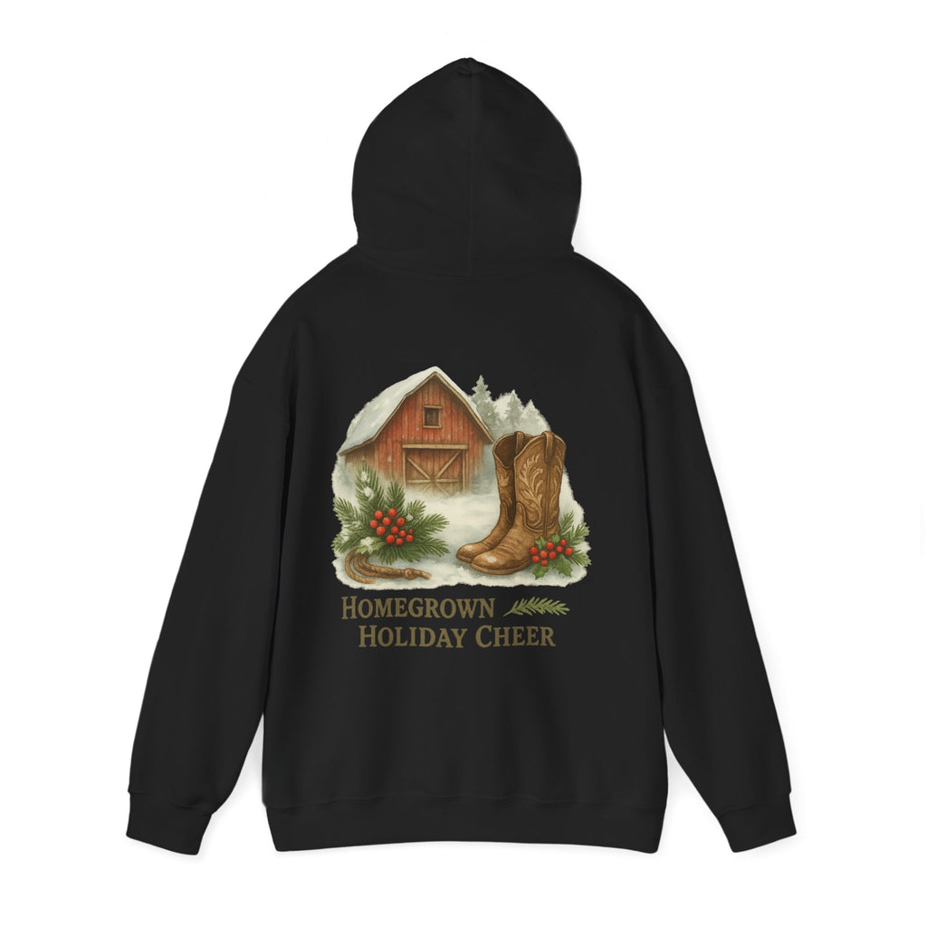 Homegrown Holiday Cheer Hoodie – Cozy Farmhouse Christmas Sweatshirt | Unisex Winter Pullover | Thoughtful Holiday Gift