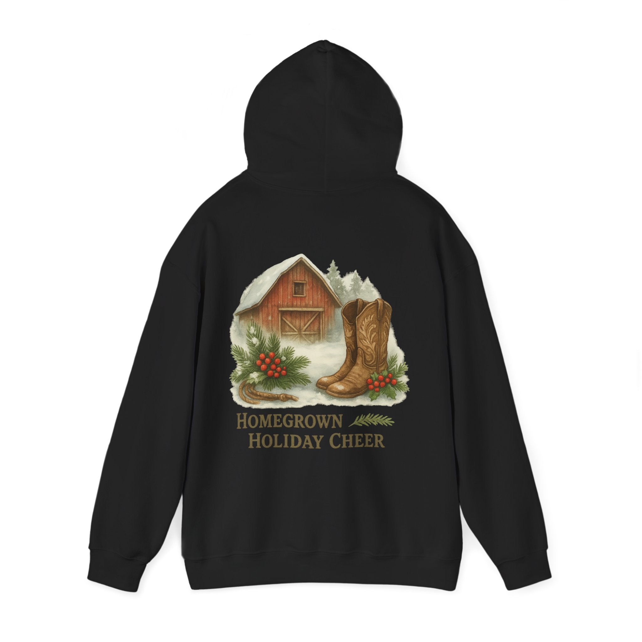 Homegrown Holiday Cheer Hoodie – Cozy Farmhouse Christmas Sweatshirt | Unisex Winter Pullover | Thoughtful Holiday Gift