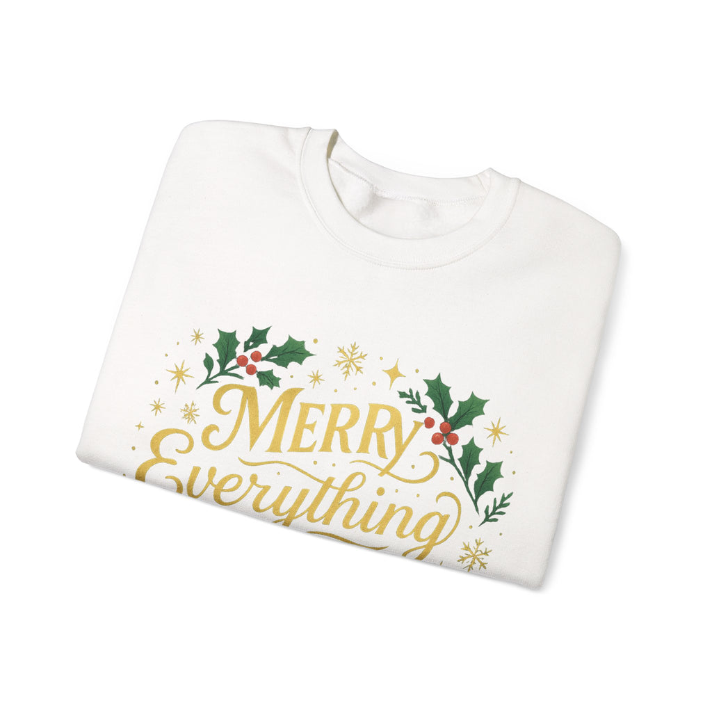 Merry Everything Crewneck Sweatshirt, Christmas Gift, Holiday Apparel, Unisex Sweater, Cozy Winter Wear