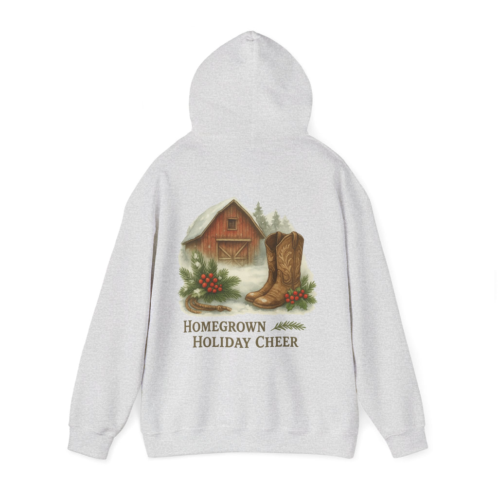 Homegrown Holiday Cheer Hoodie – Cozy Farmhouse Christmas Sweatshirt | Unisex Winter Pullover | Thoughtful Holiday Gift