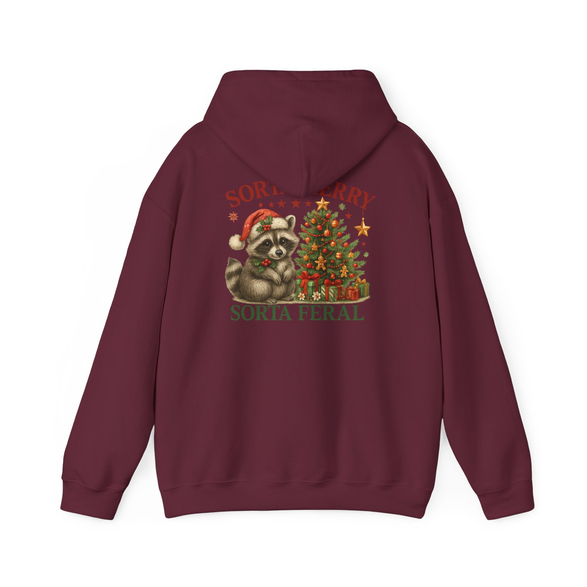 Cute Christmas Raccoon Hoodie – Cozy Holiday Unisex Sweatshirt | Funny Gift for Animal Lovers | Feral Raccoon Christmas Pullover